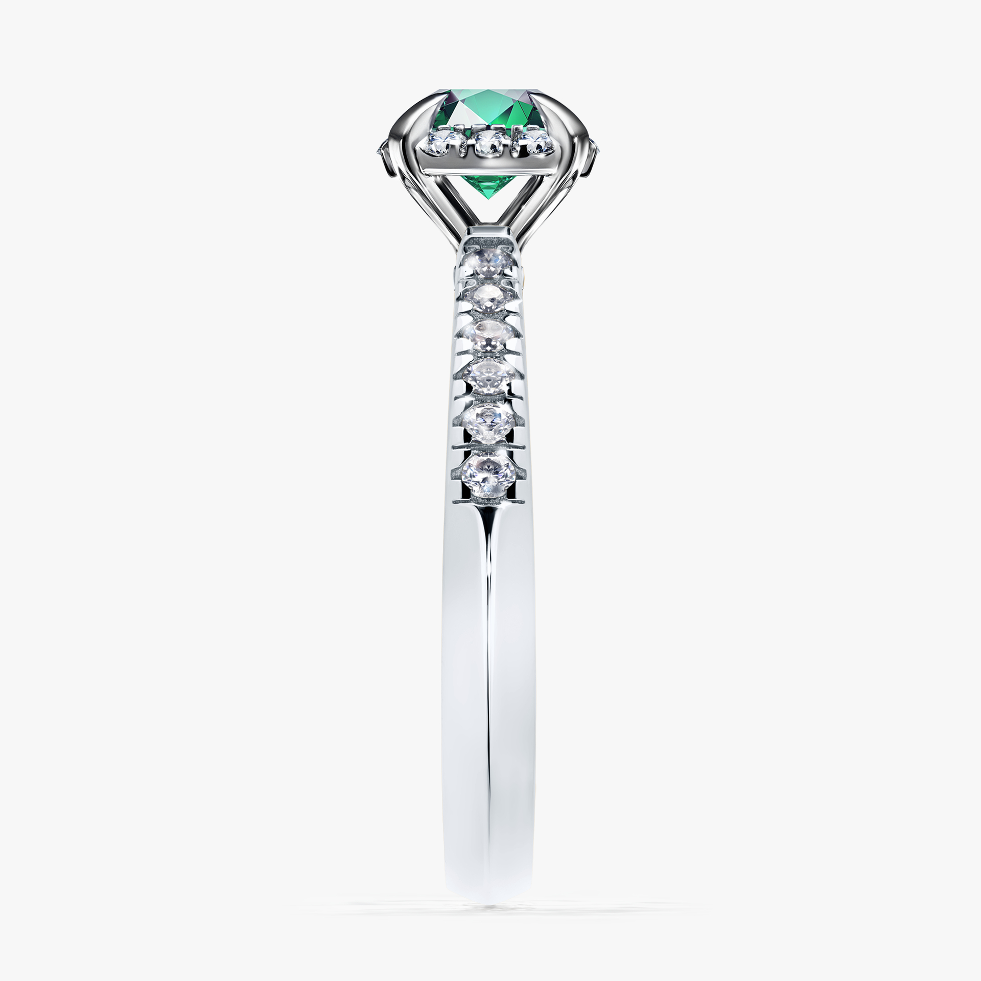 Pierścionek zaręczynowy My Princess z białego złota ze szmaragdem 0,76ct
