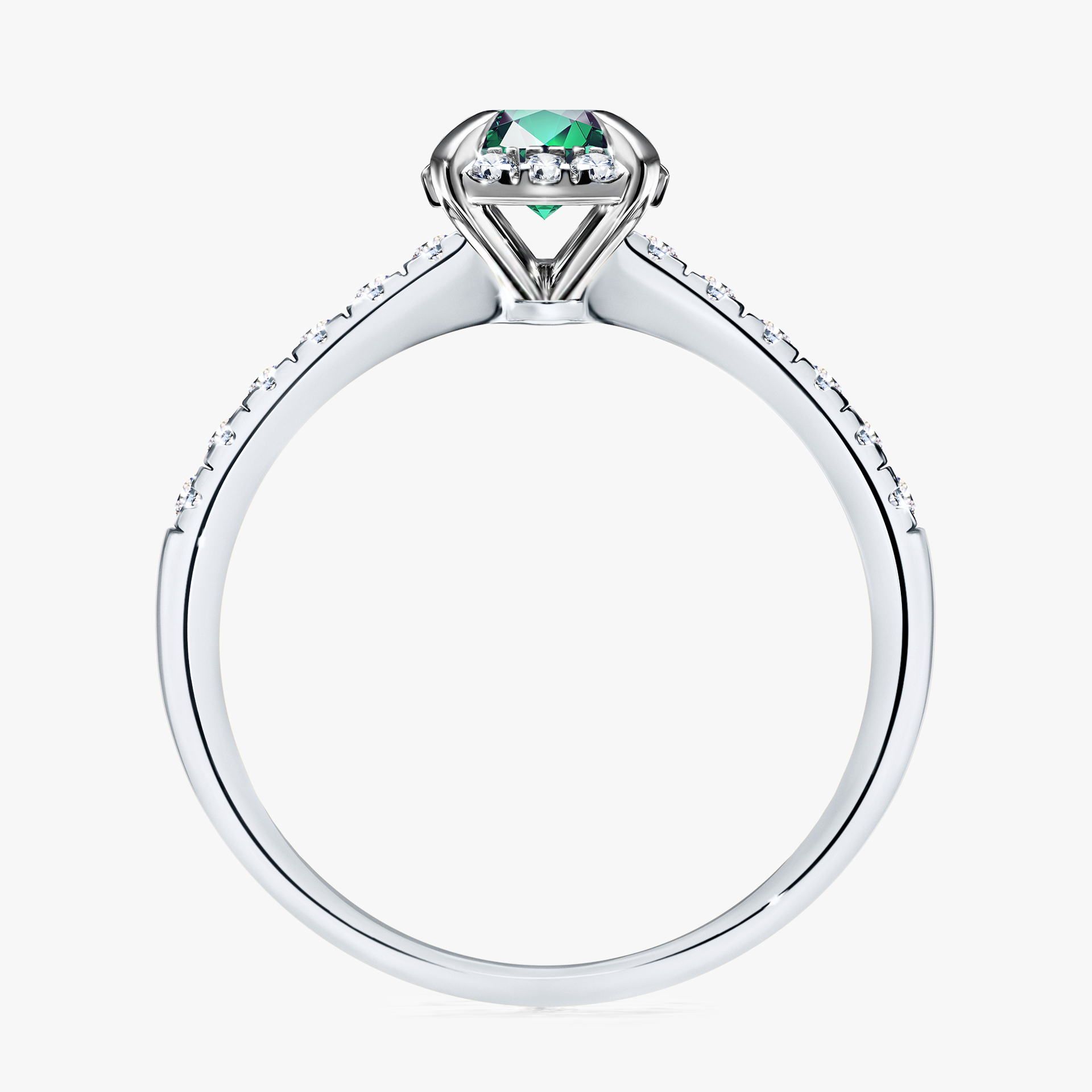 Pierścionek zaręczynowy My Princess z białego złota ze szmaragdem 0,76ct