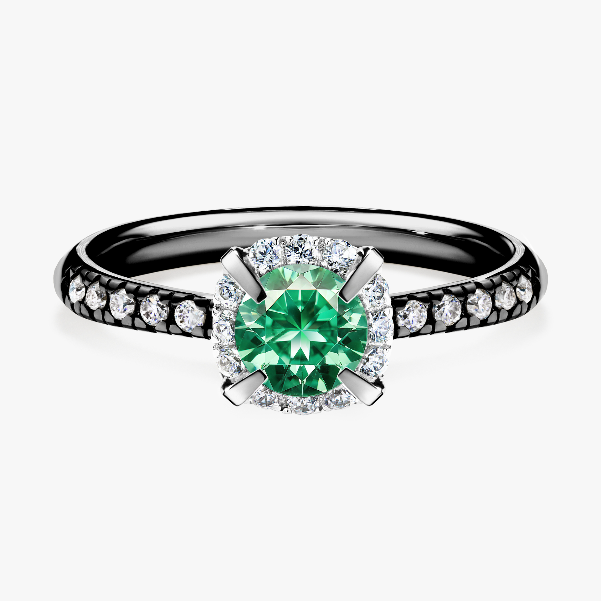Pierścionek zaręczynowy My Princess z czarnego złota ze szmaragdem 0,76ct