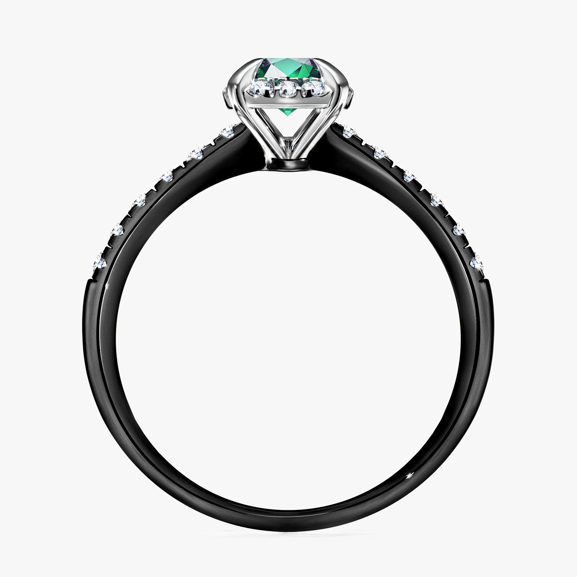 Pierścionek zaręczynowy My Princess z czarnego złota ze szmaragdem 0,76ct