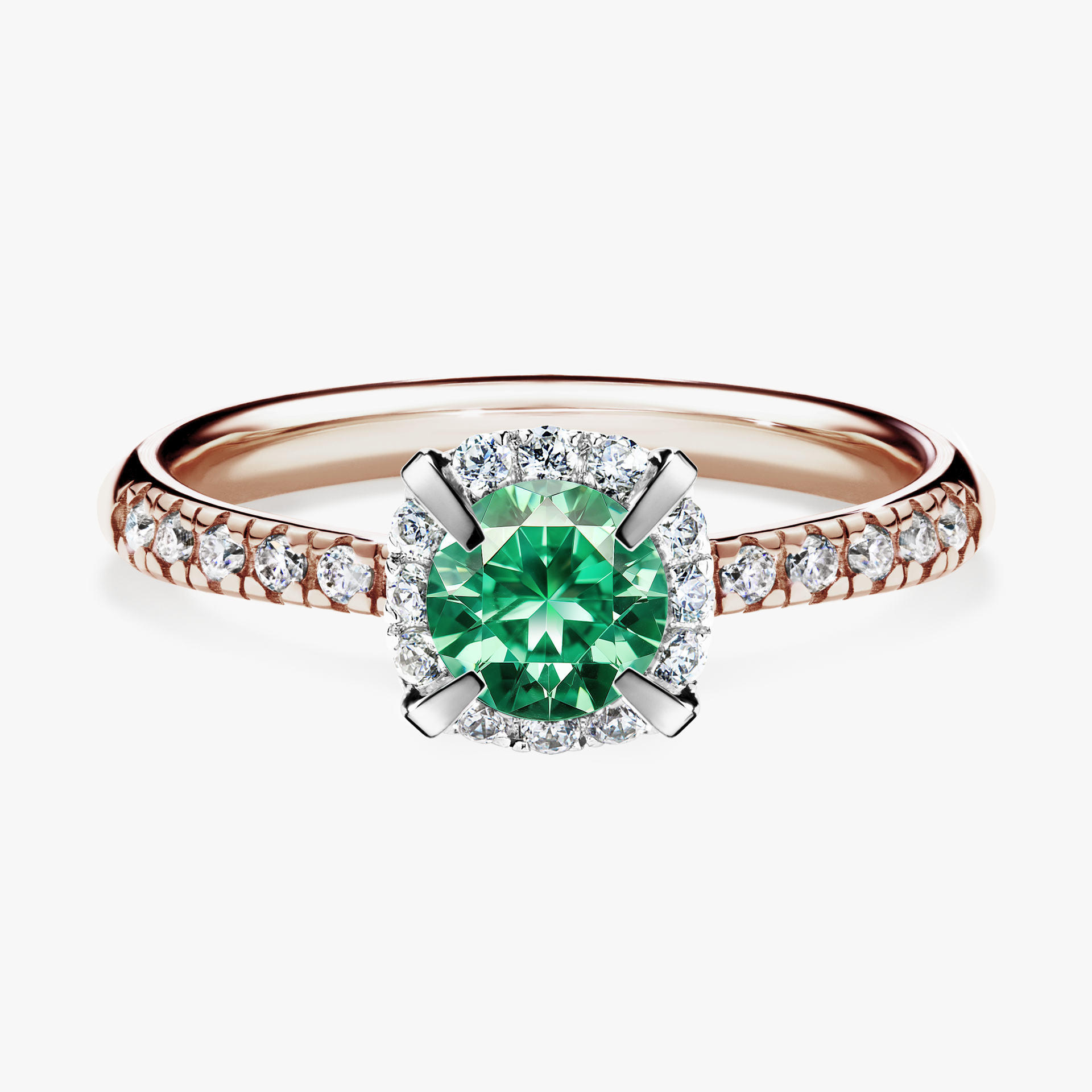 Pierścionek zaręczynowy My Princess z różowego złota ze szmaragdem 0,76ct
