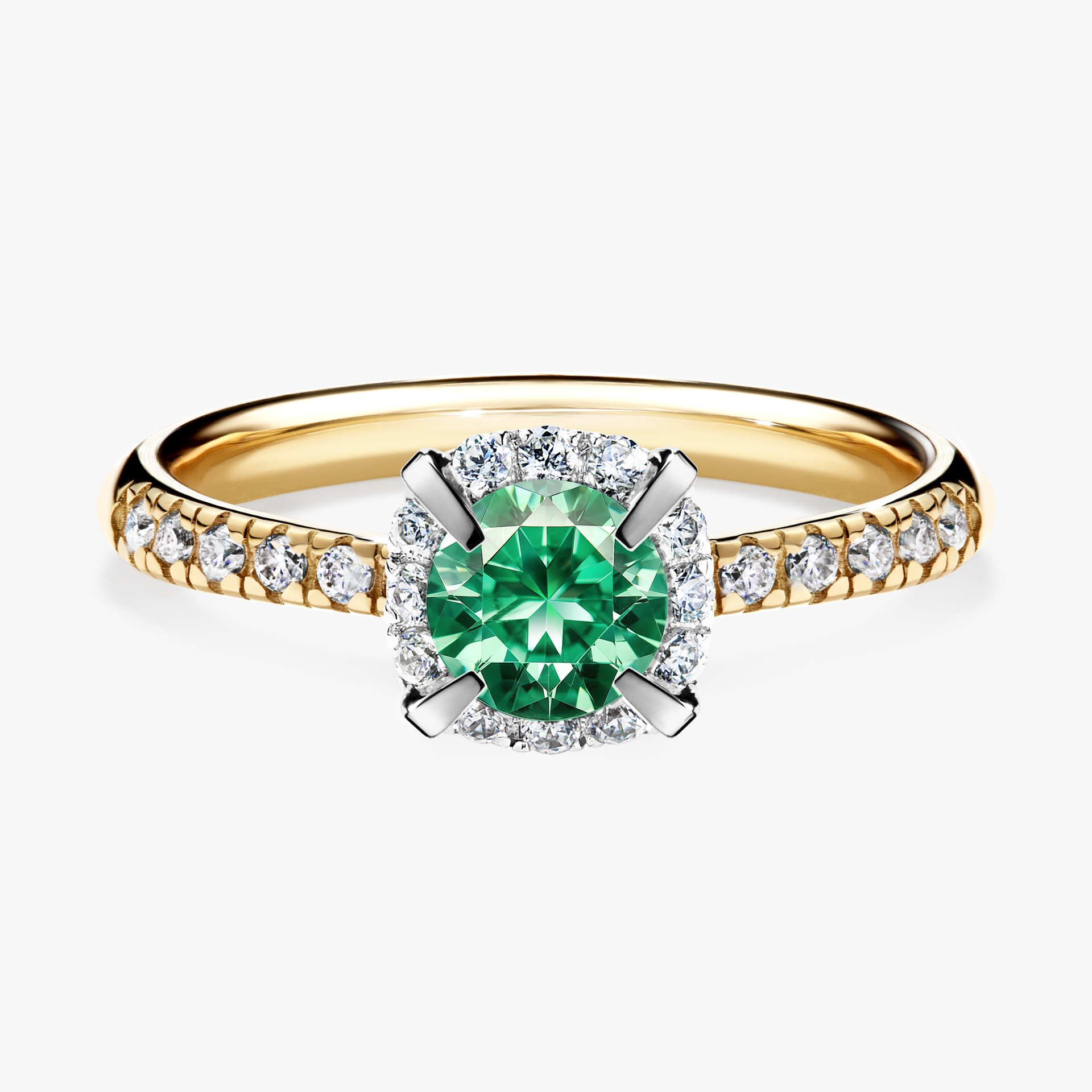 Pierścionek zaręczynowy My Princess z żółtego złota ze szmaragdem 0,76ct