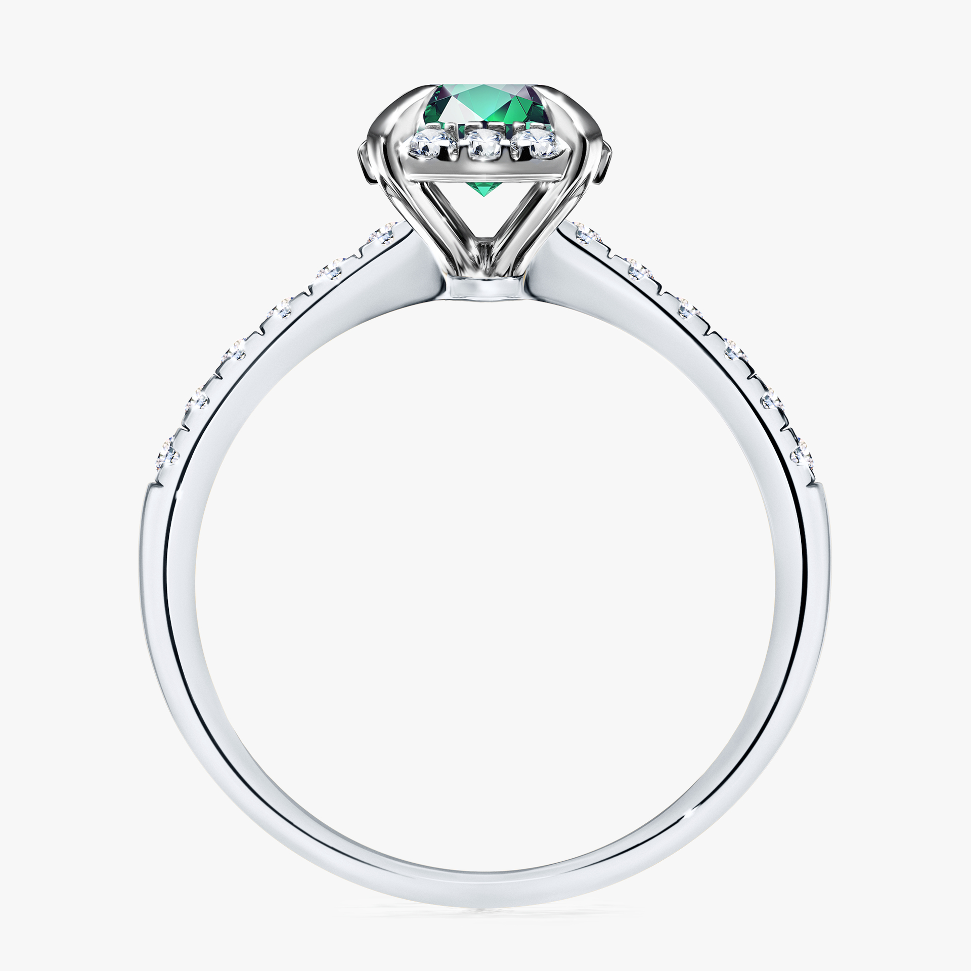 Pierścionek zaręczynowy My Princess z białego złota ze szmaragdem 1,18ct