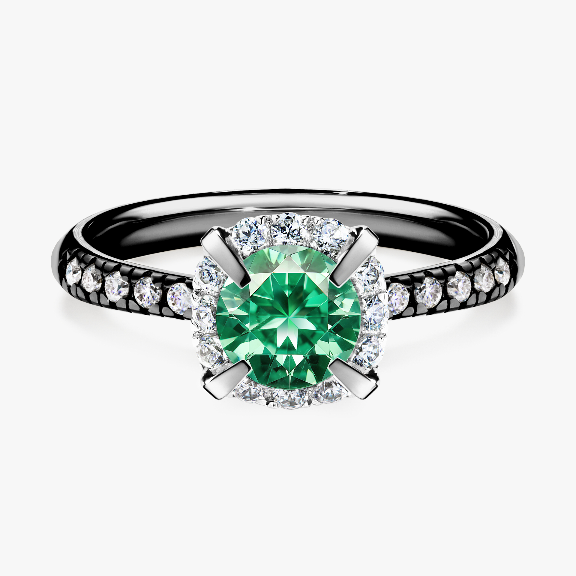 Pierścionek zaręczynowy My Princess z czarnego złota ze szmaragdem 1,18ct