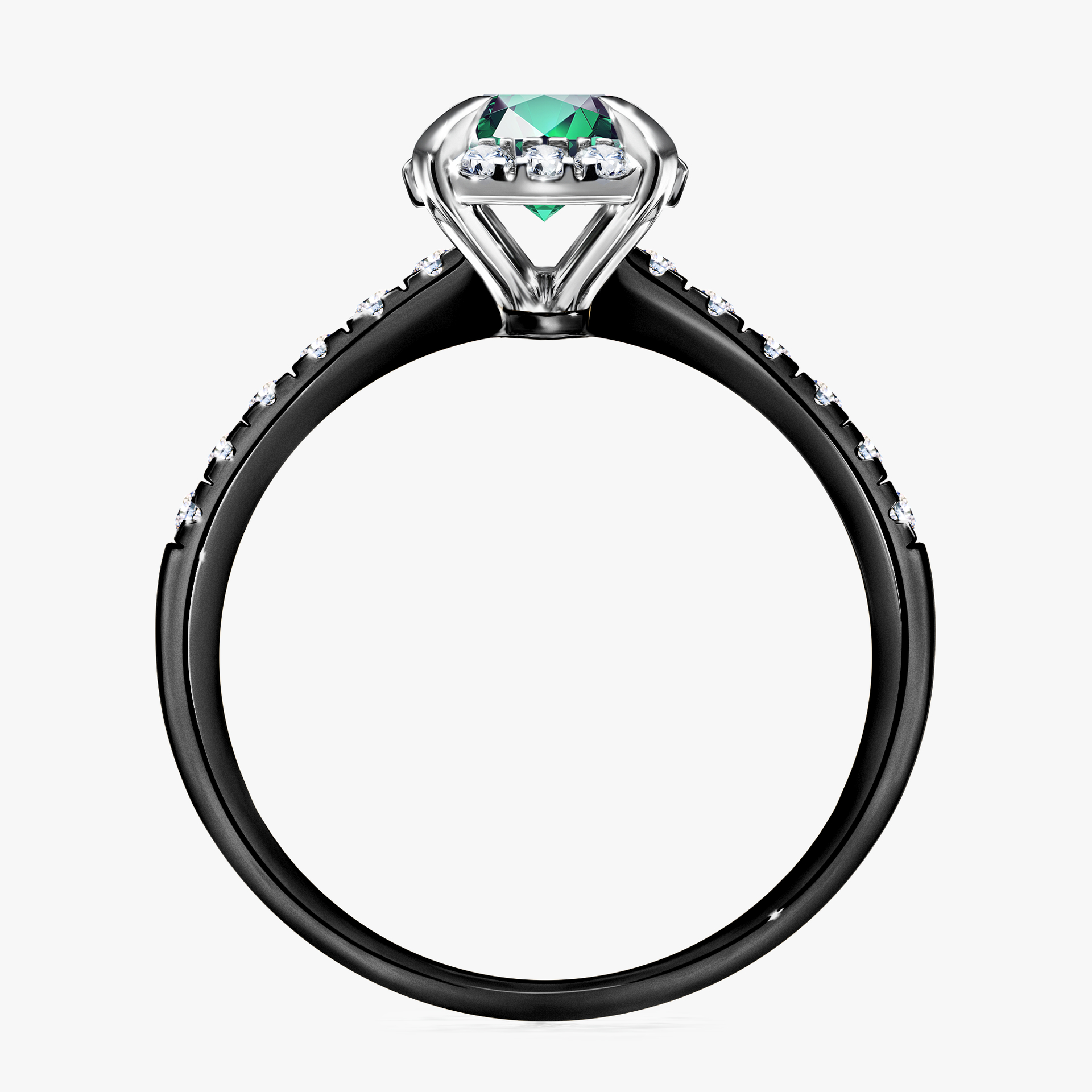 Pierścionek zaręczynowy My Princess z czarnego złota ze szmaragdem 1,18ct