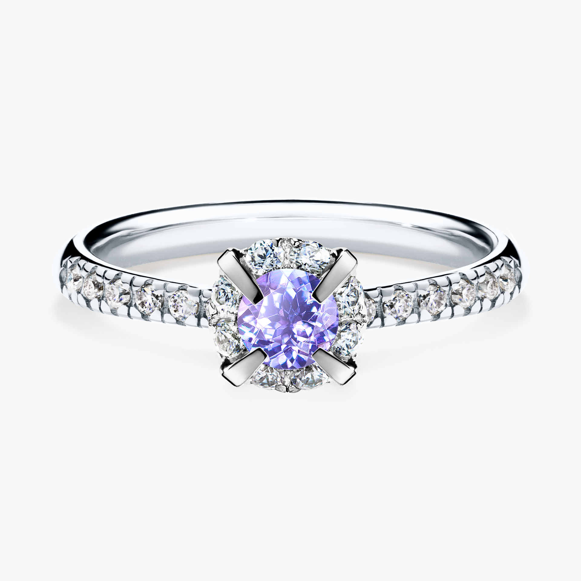Pierścionek zaręczynowy My Princess z białego złota z tanzanitem 0,47ct