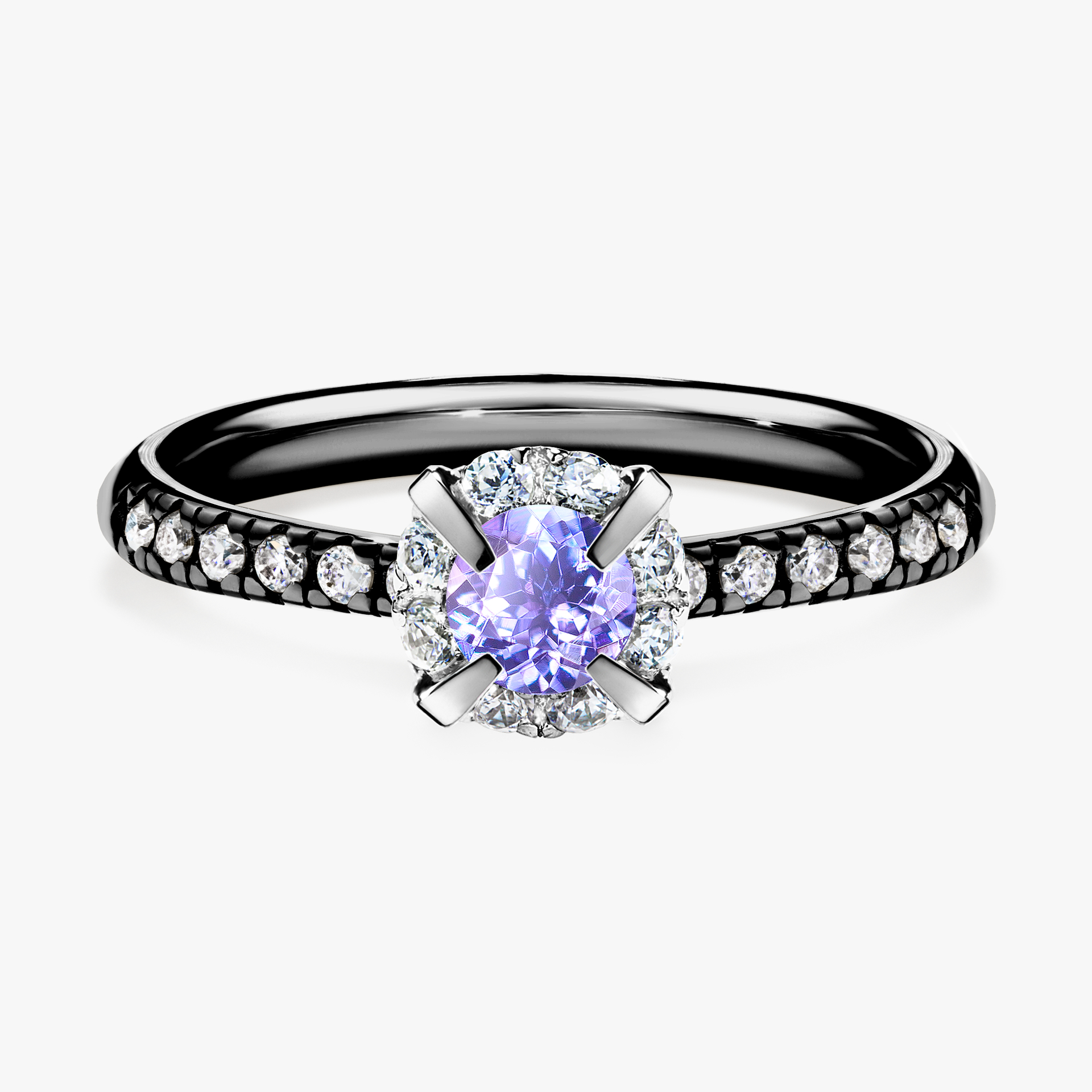 Pierścionek zaręczynowy My Princess z czarnego złota z tanzanitem 0,47ct