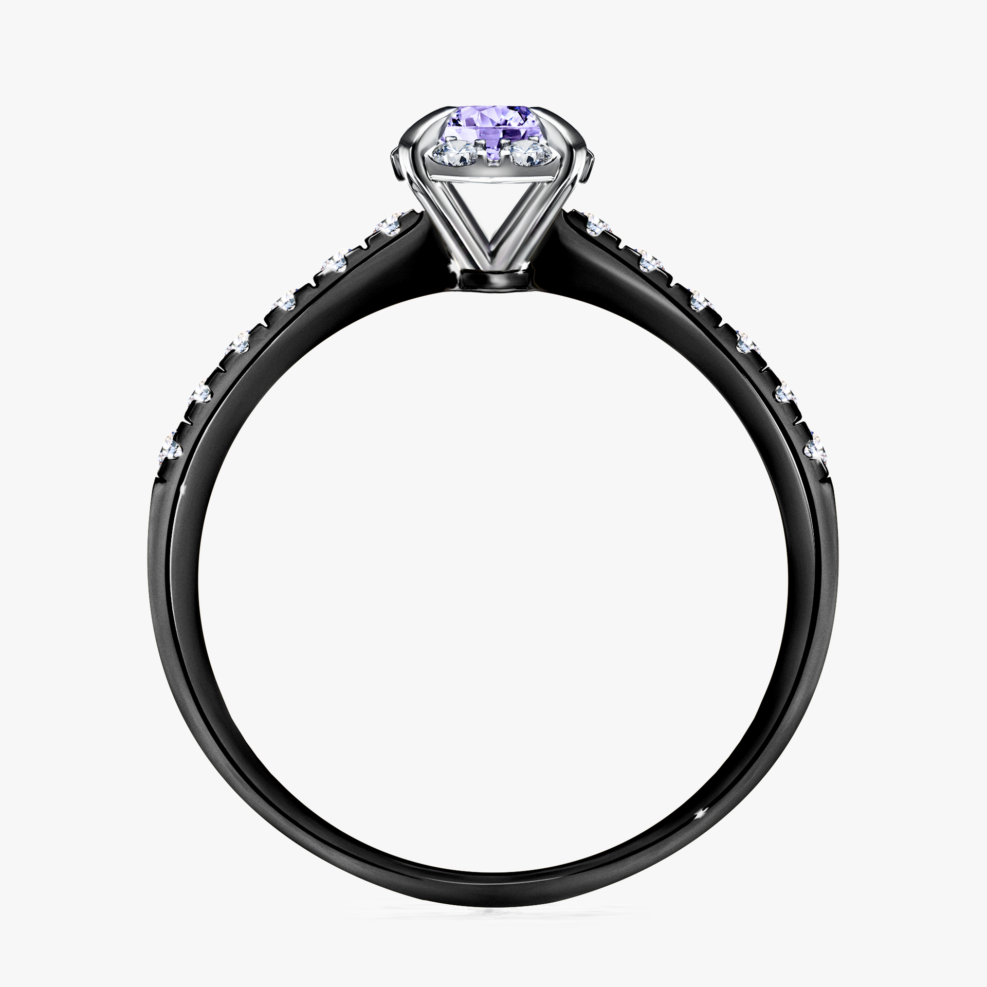 Pierścionek zaręczynowy My Princess z czarnego złota z tanzanitem 0,47ct
