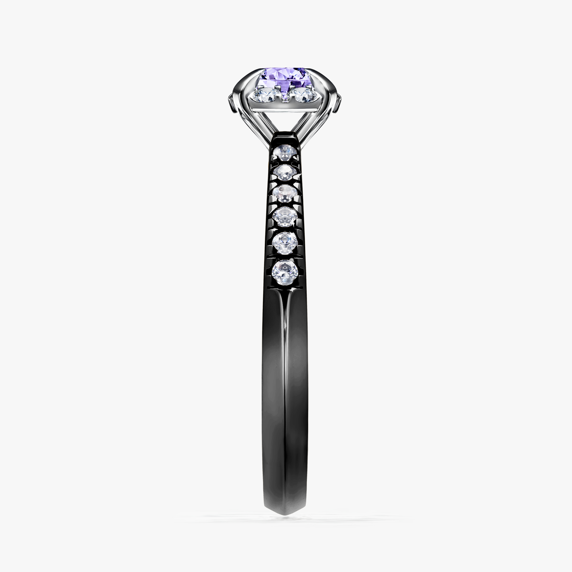 Pierścionek zaręczynowy My Princess z czarnego złota z tanzanitem 0,47ct