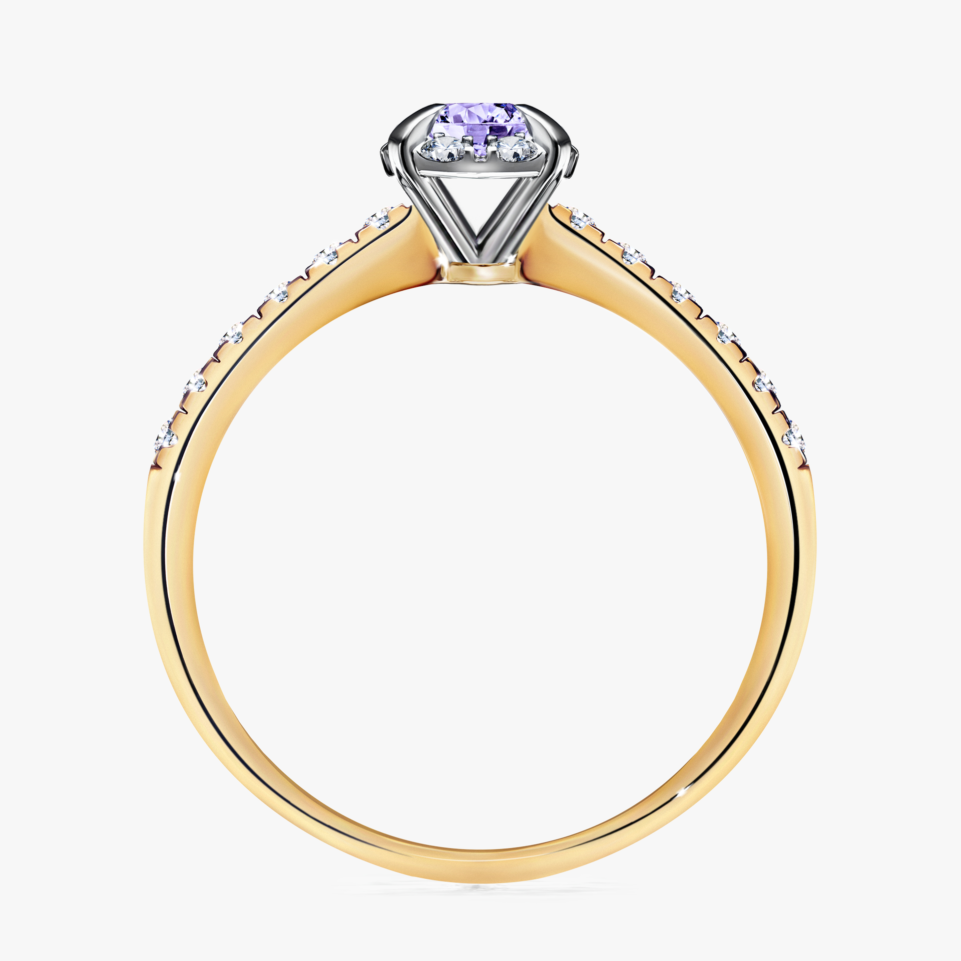 Pierścionek zaręczynowy My Princess z żółtego złota z tanzanitem 0,47ct