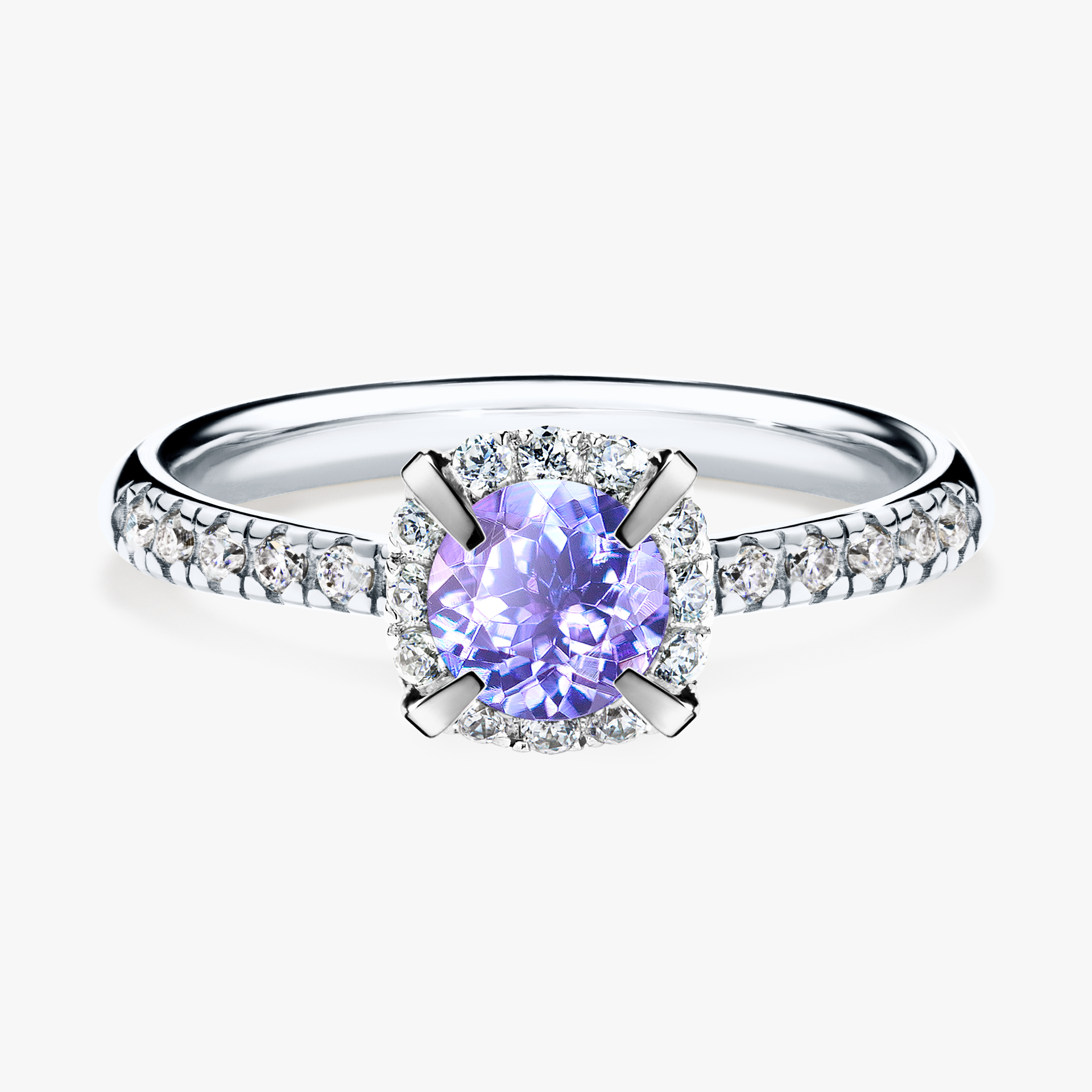 Pierścionek zaręczynowy My Princess z białego złota z tanzanitem 0,76ct