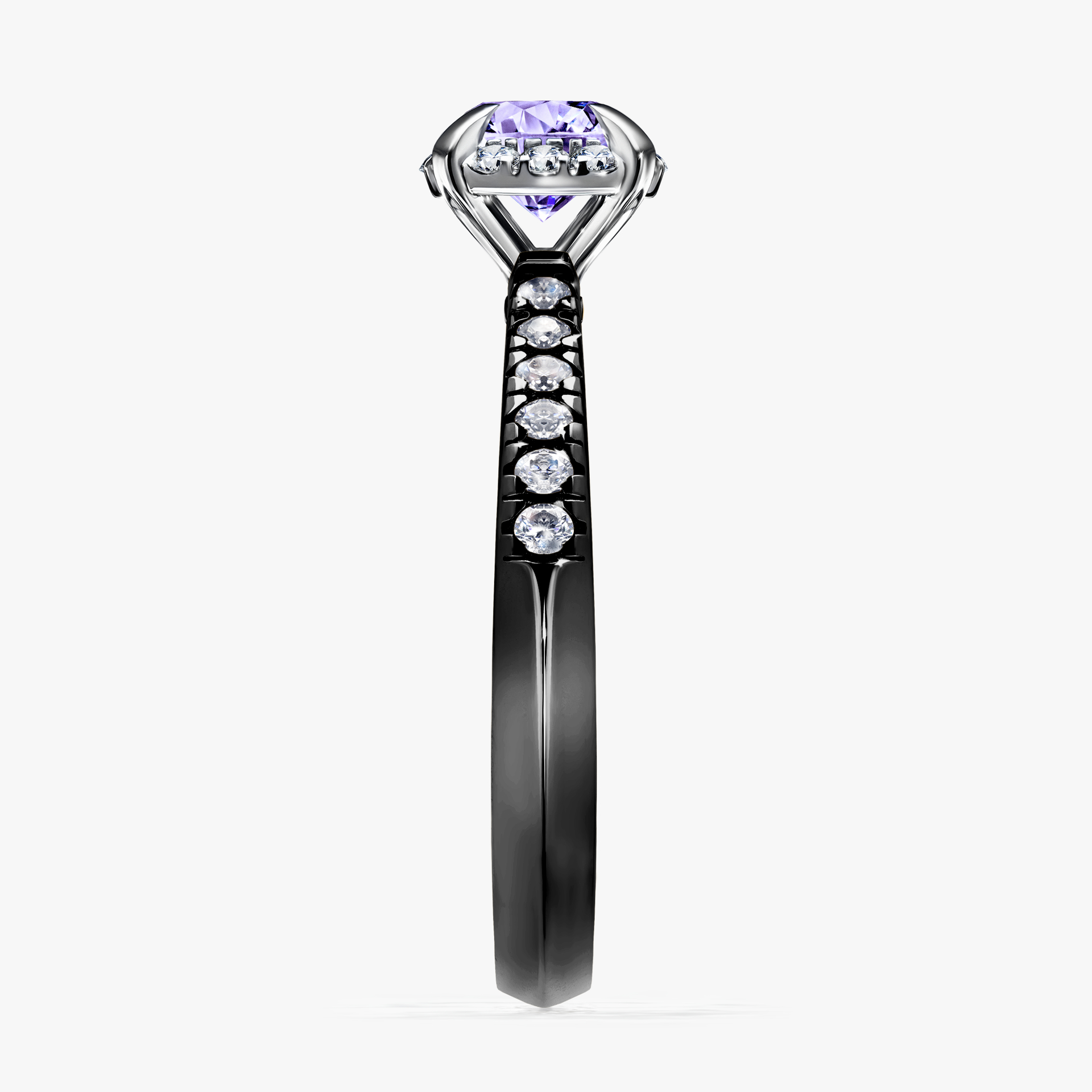 Pierścionek zaręczynowy My Princess z czarnego złota z tanzanitem 0,76ct