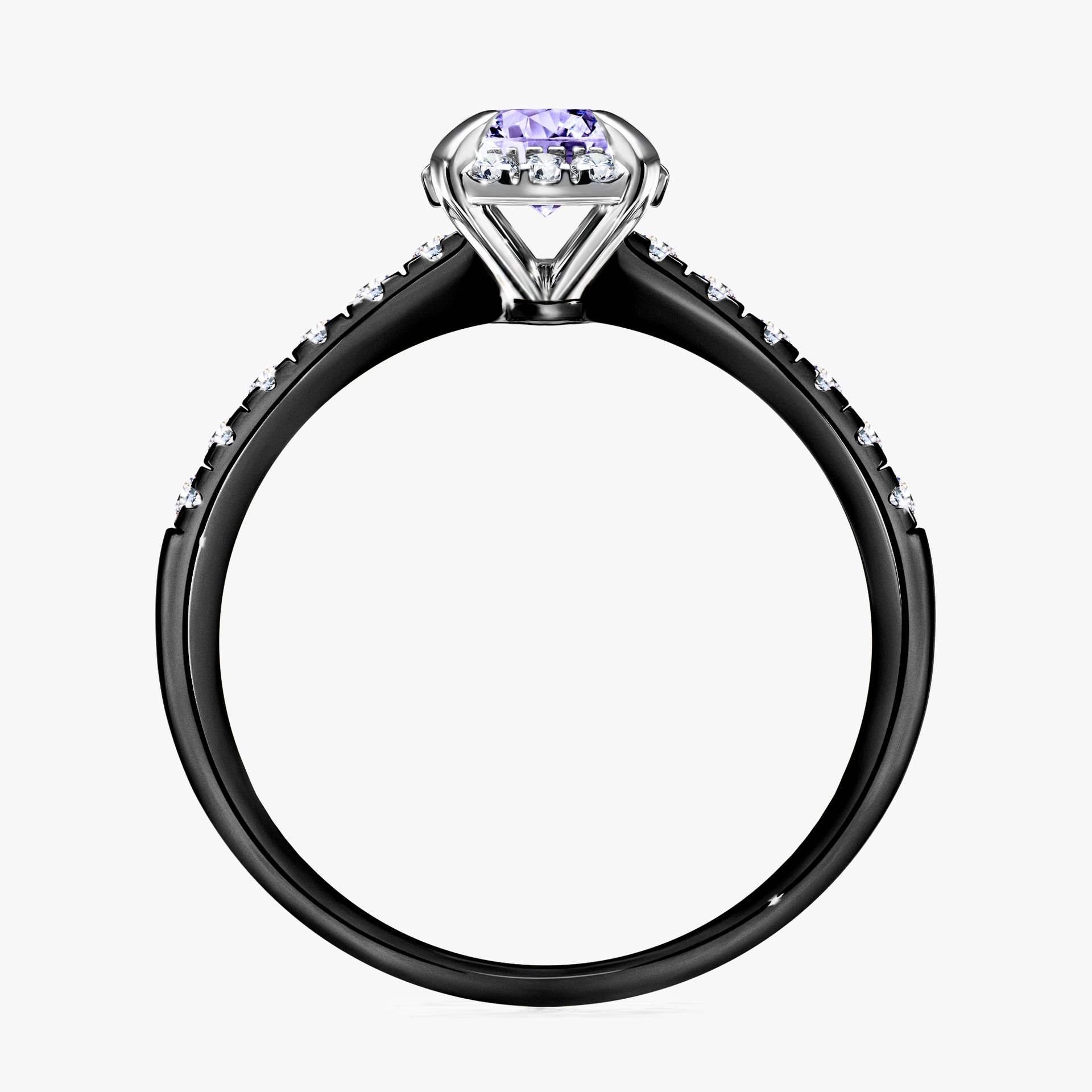 Pierścionek zaręczynowy My Princess z czarnego złota z tanzanitem 0,76ct
