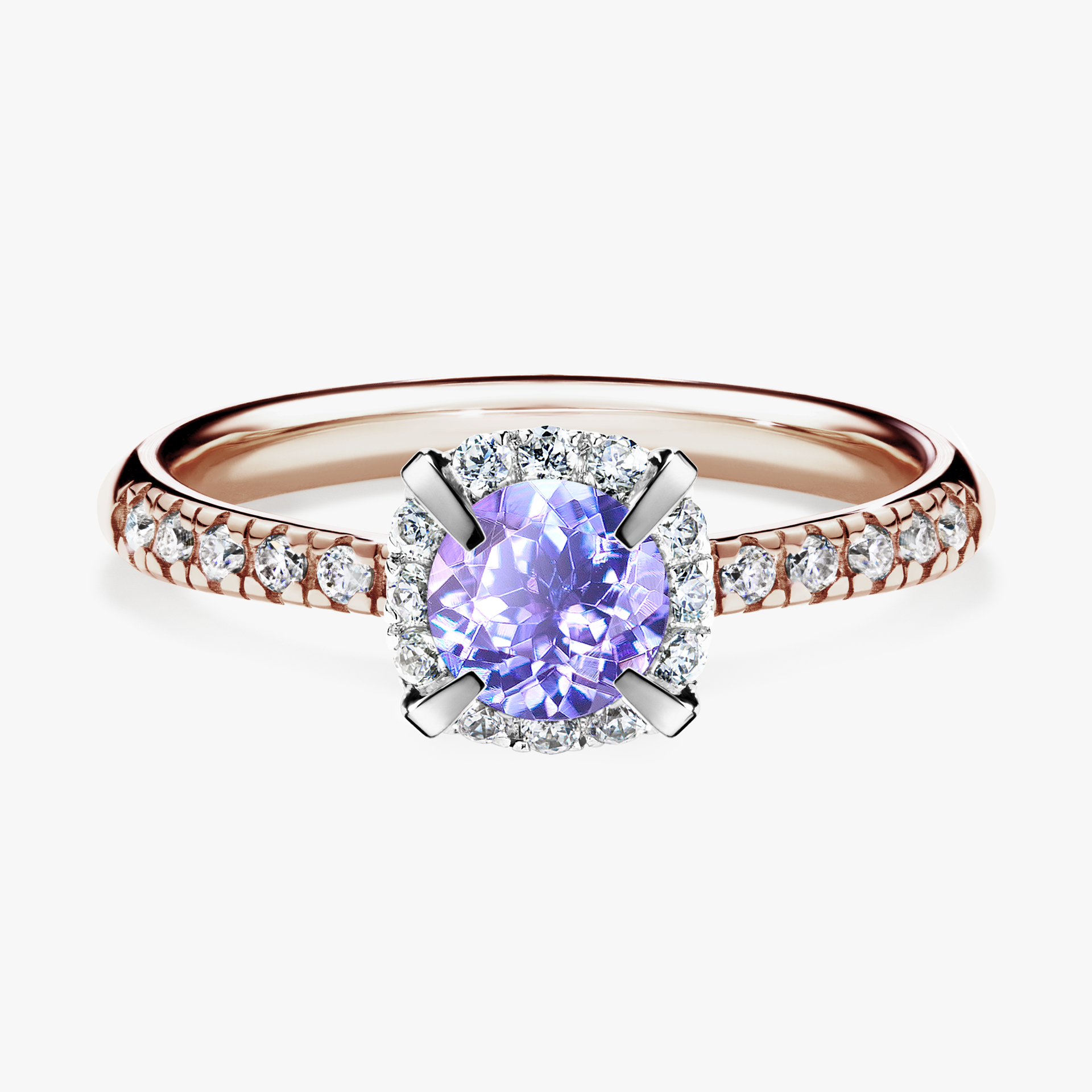 Pierścionek zaręczynowy My Princess z różowego złota z tanzanitem 0,76ct