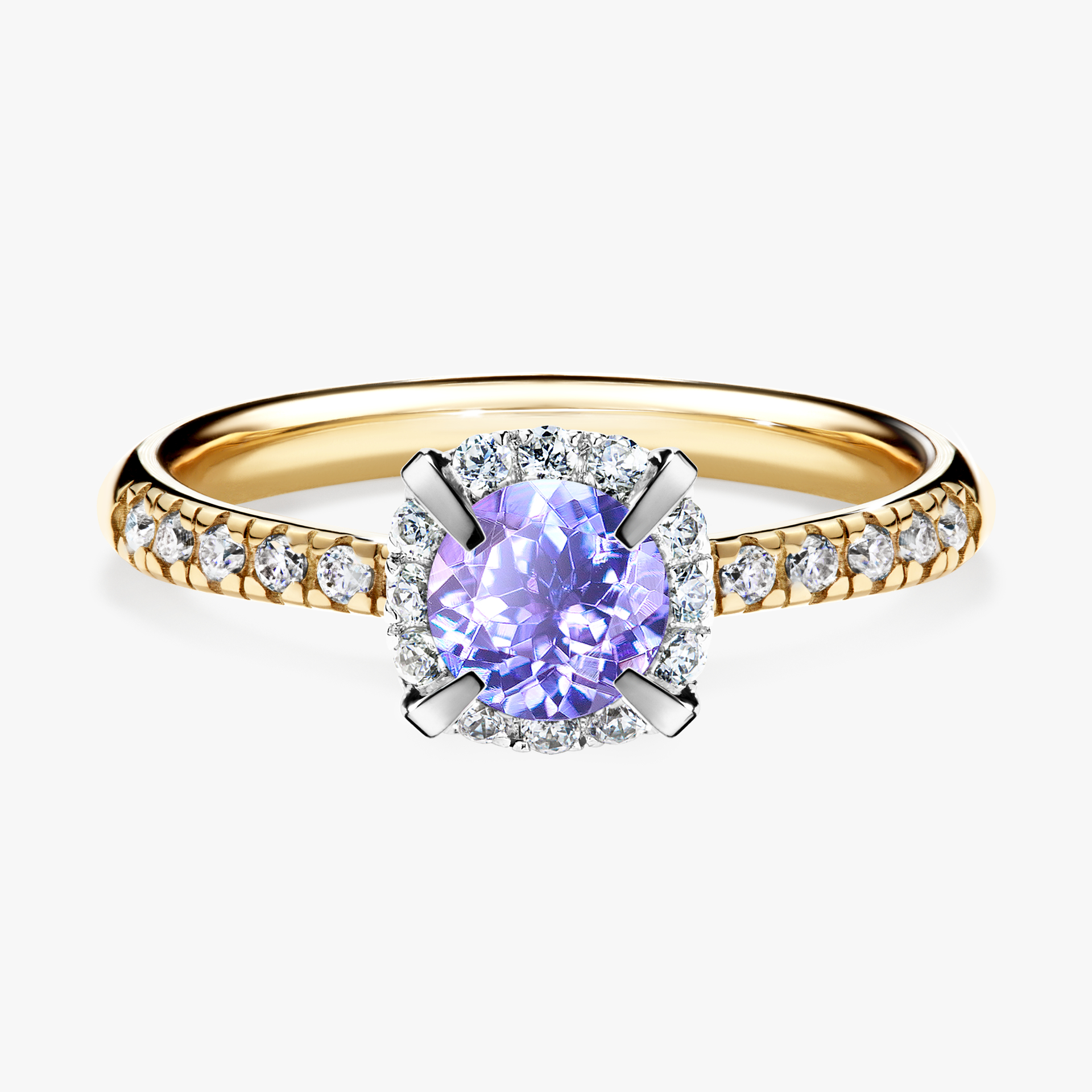 Pierścionek zaręczynowy My Princess z żółtego złota z tanzanitem 0,76ct