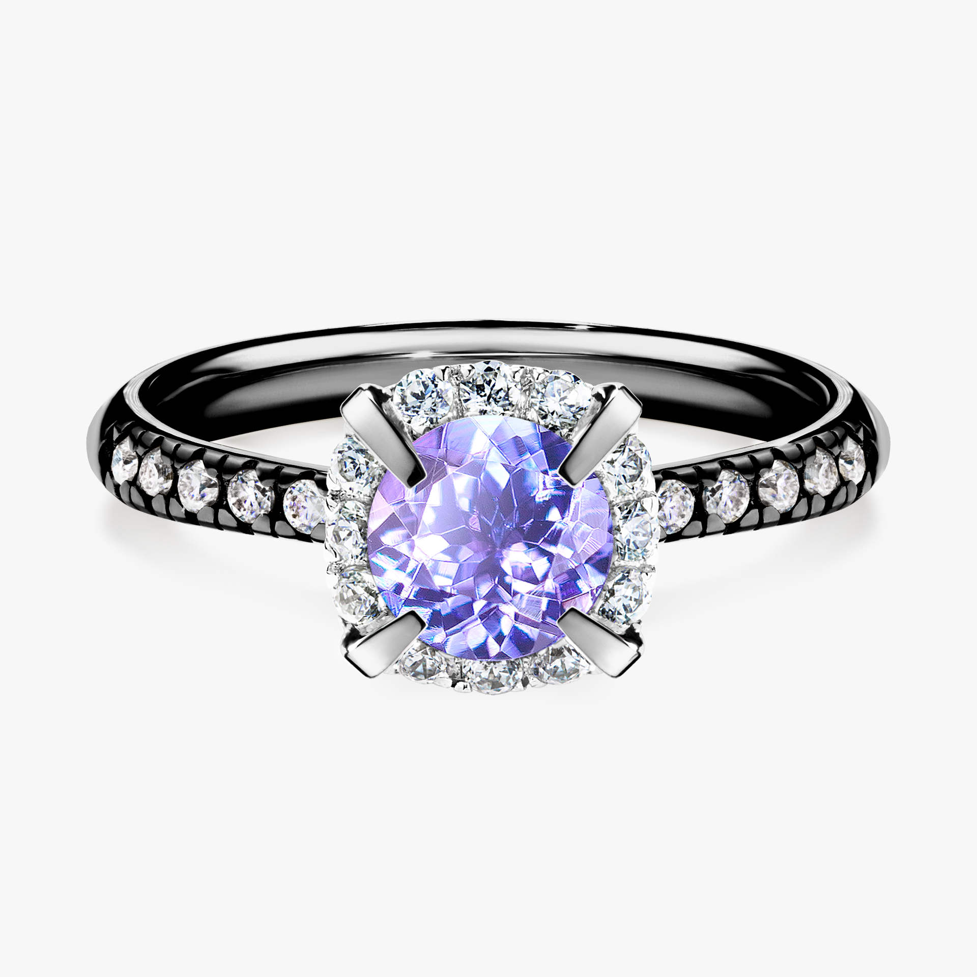 Pierścionek zaręczynowy My Princess z czarnego złota z tanzanitem 1,18ct