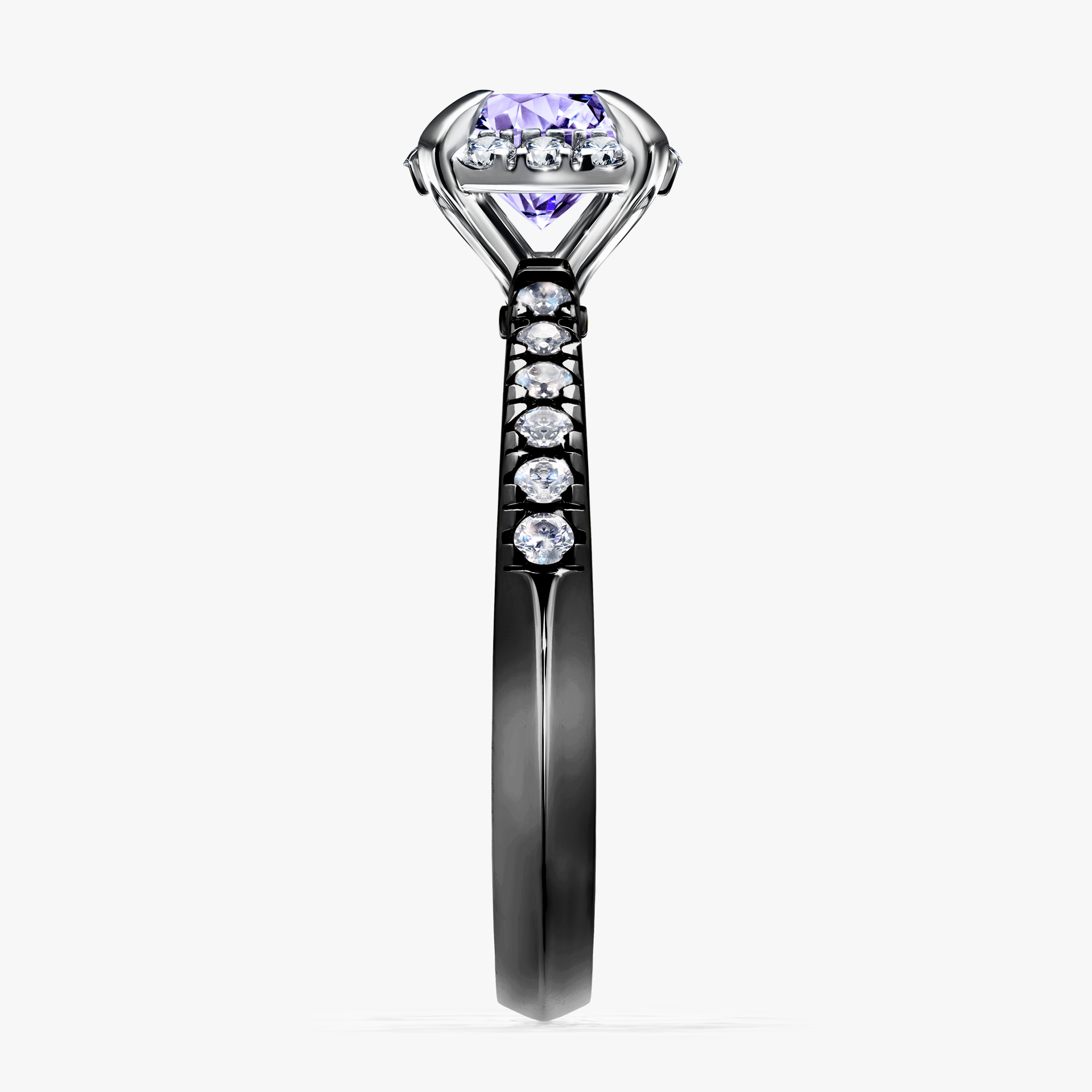 Pierścionek zaręczynowy My Princess z czarnego złota z tanzanitem 1,18ct