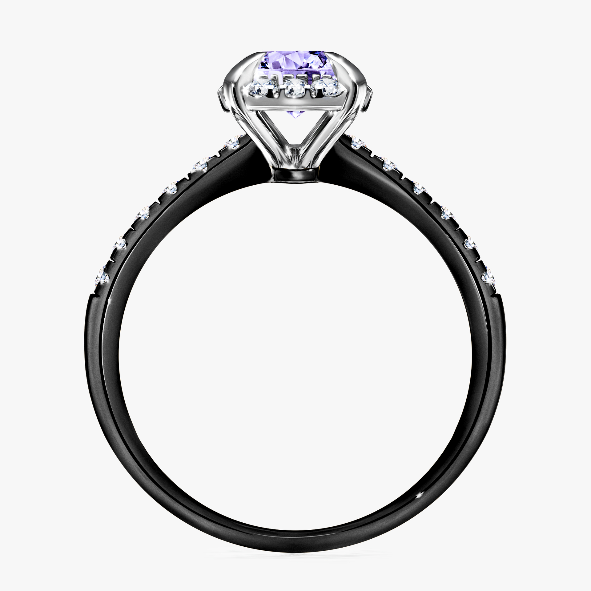 Pierścionek zaręczynowy My Princess z czarnego złota z tanzanitem 1,18ct