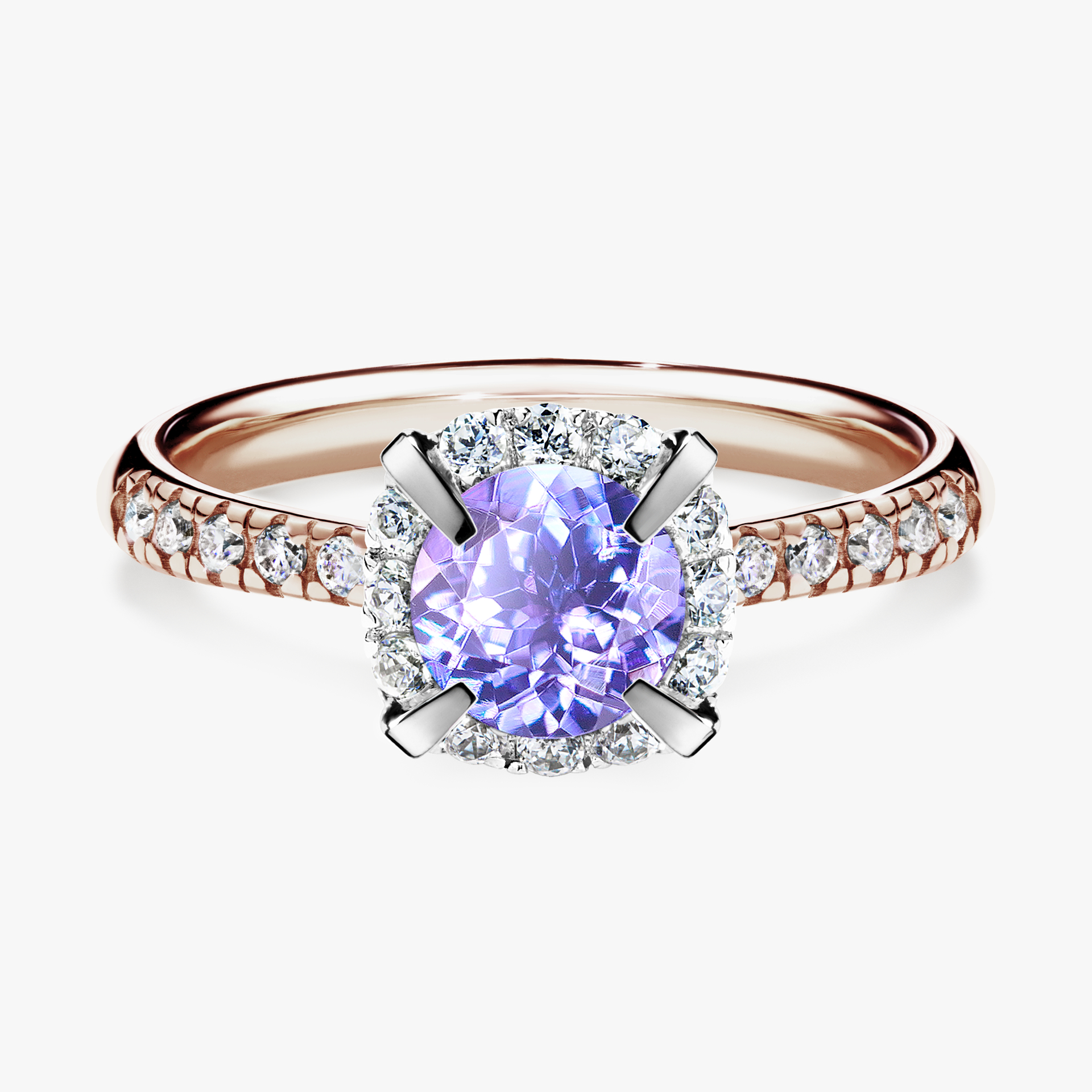 Pierścionek zaręczynowy My Princess z różowego złota z tanzanitem 1,18ct