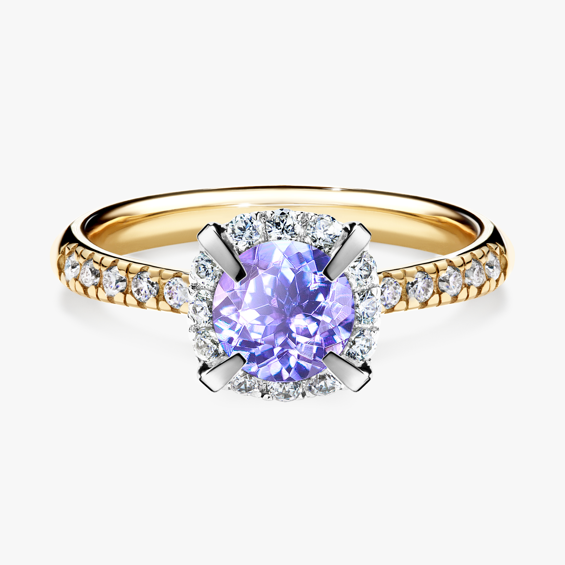 Pierścionek zaręczynowy My Princess z żółtego złota z tanzanitem 1,18ct