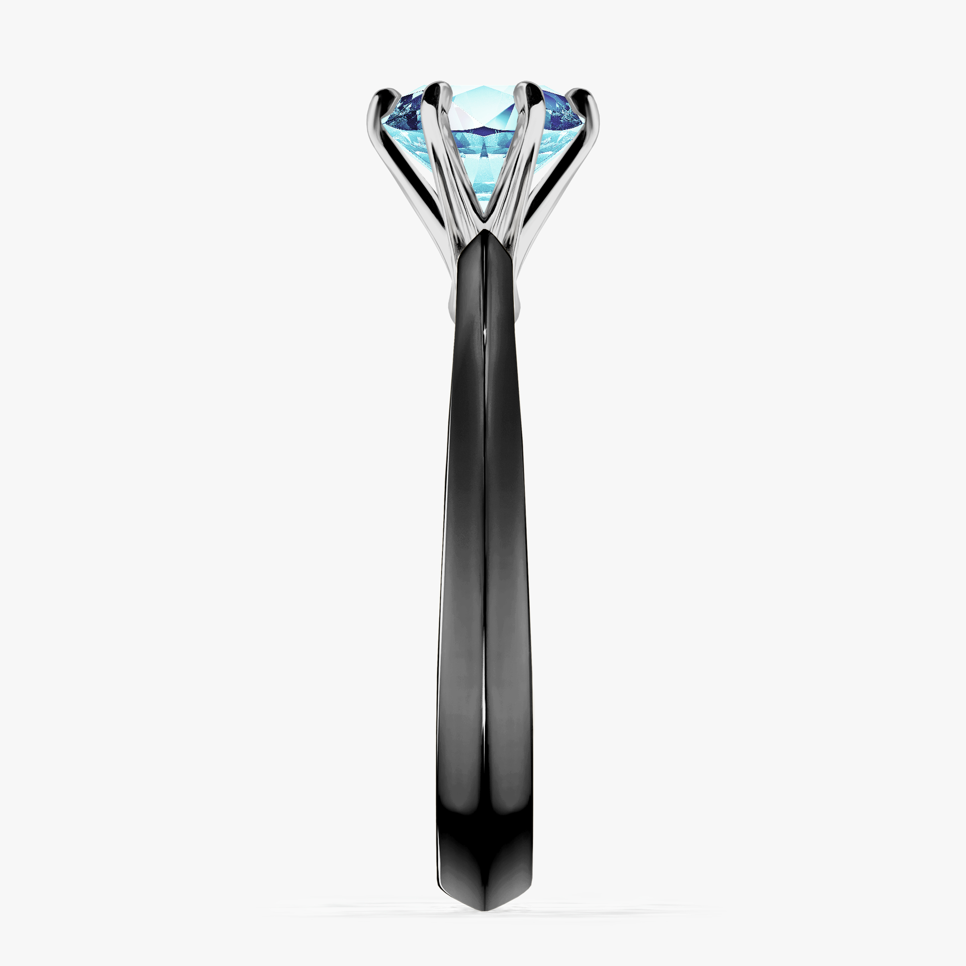 Pierścionek zaręczynowy My Queen z czarnego złota z akwamarynem 1,00ct