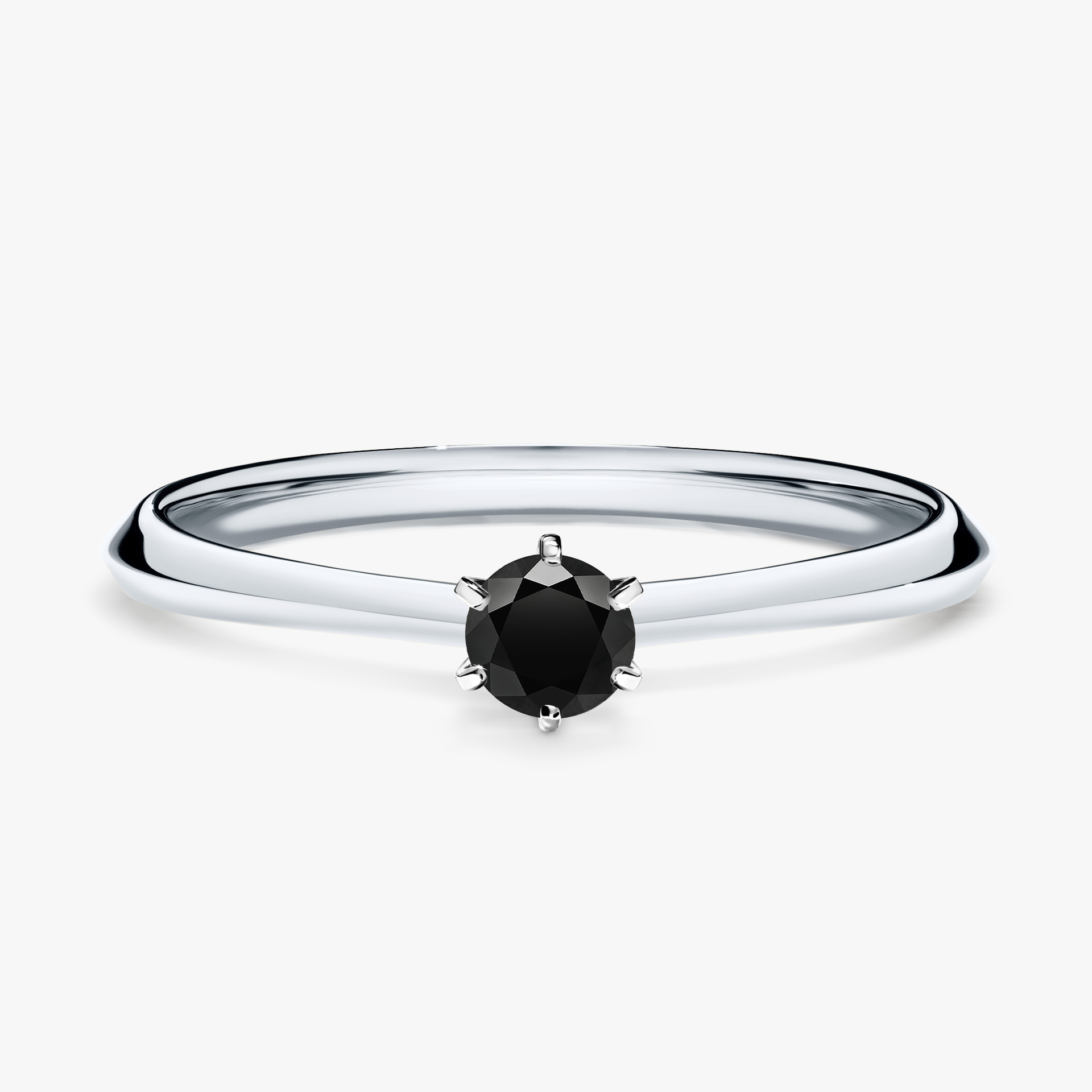 Pierścionek zaręczynowy My Queen z białego złota z czarnym diamentem 0,17ct