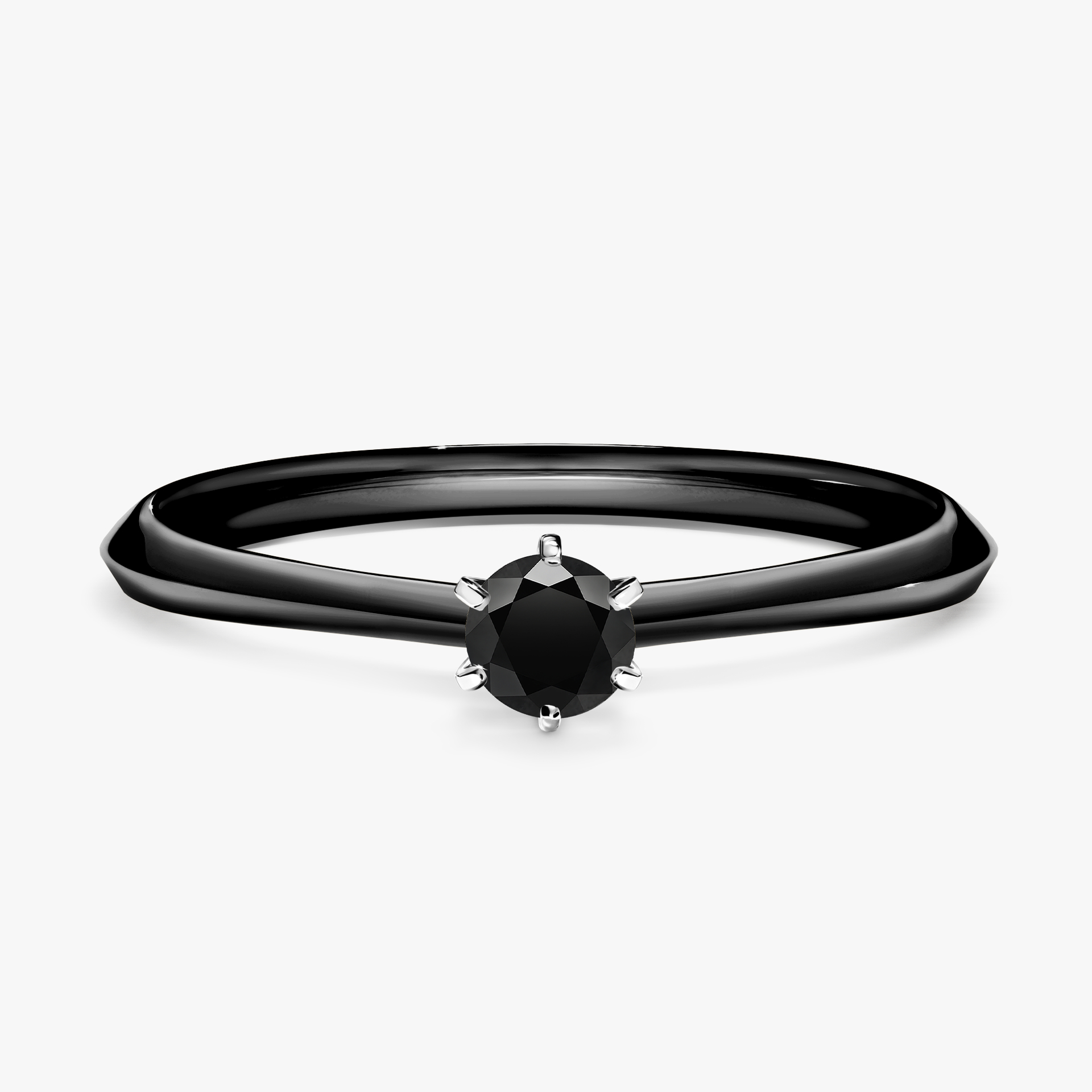 Pierścionek zaręczynowy My Queen z czarnego złota z czarnym diamentem 0,17ct