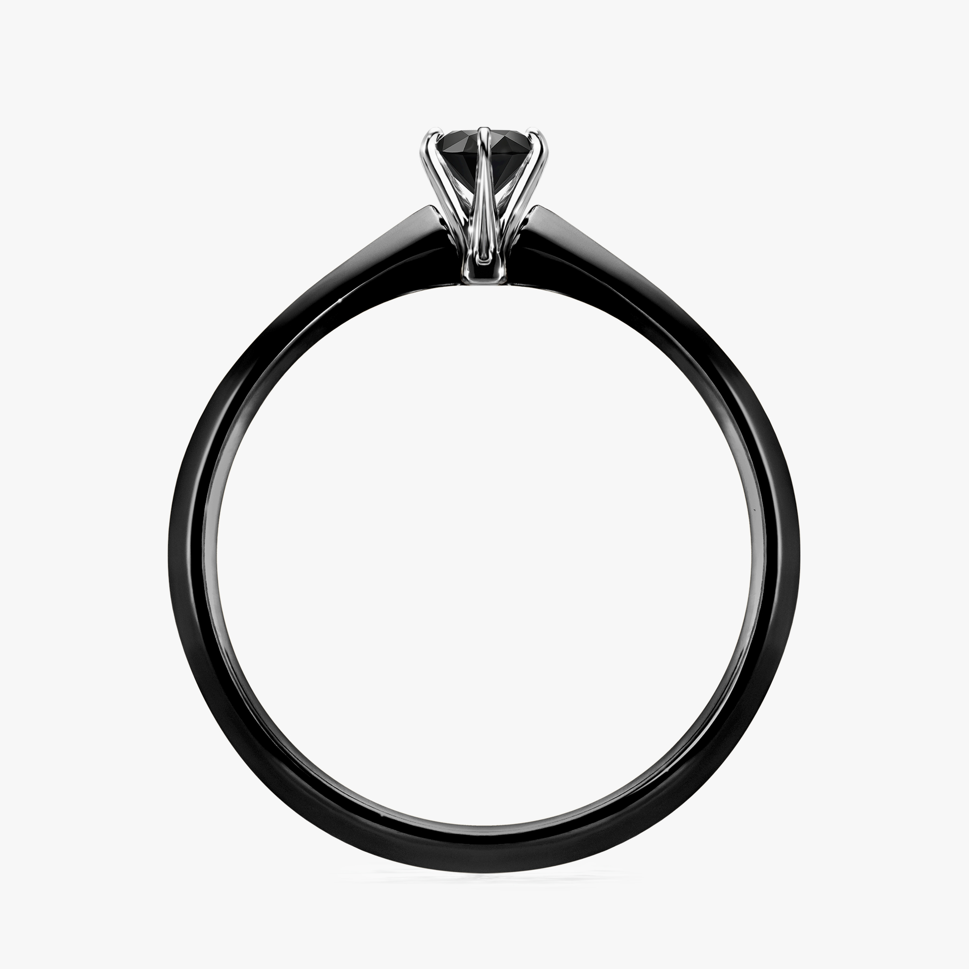 Pierścionek zaręczynowy My Queen z czarnego złota z czarnym diamentem 0,17ct