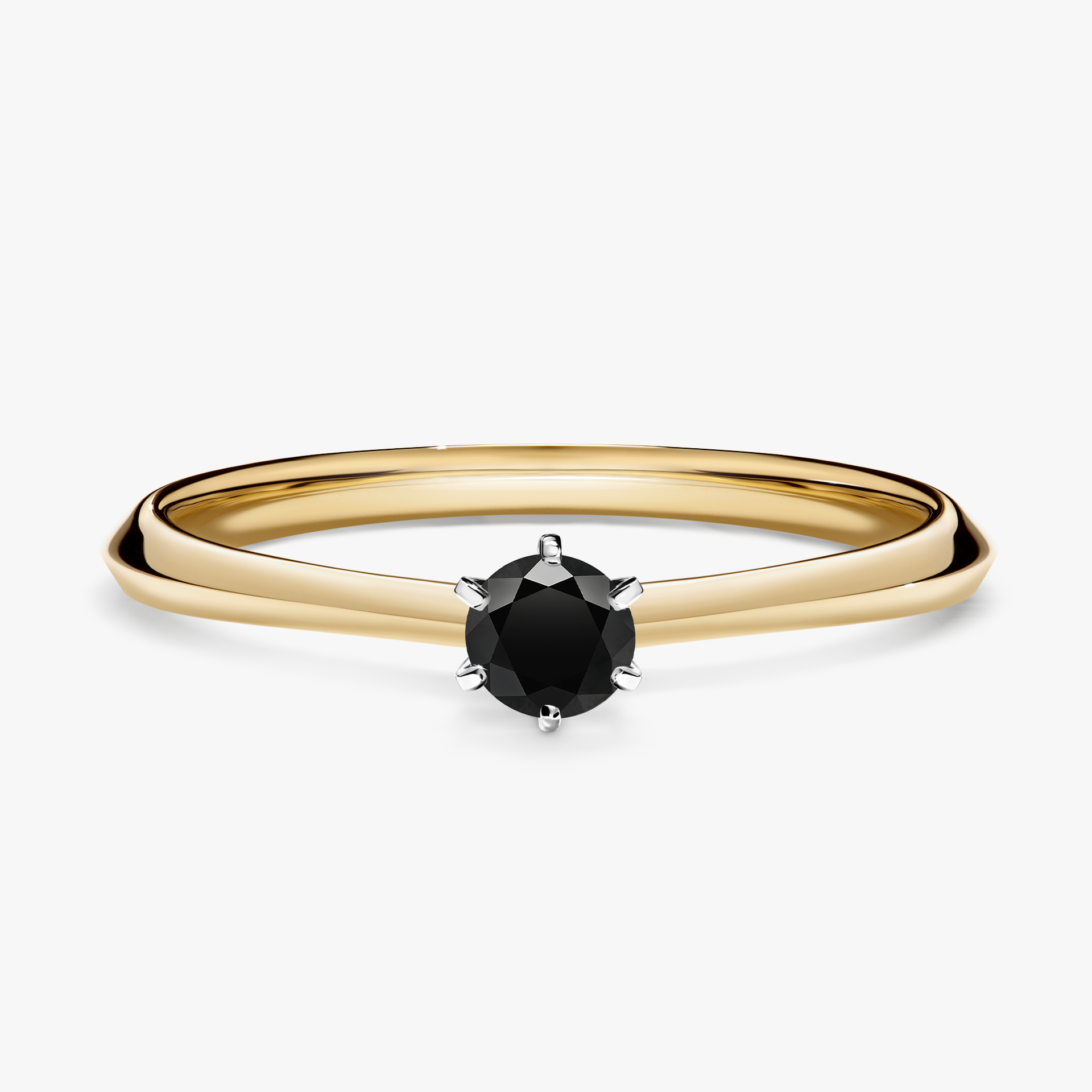 Pierścionek zaręczynowy My Queen z żółtego złota z czarnym diamentem 0,17ct