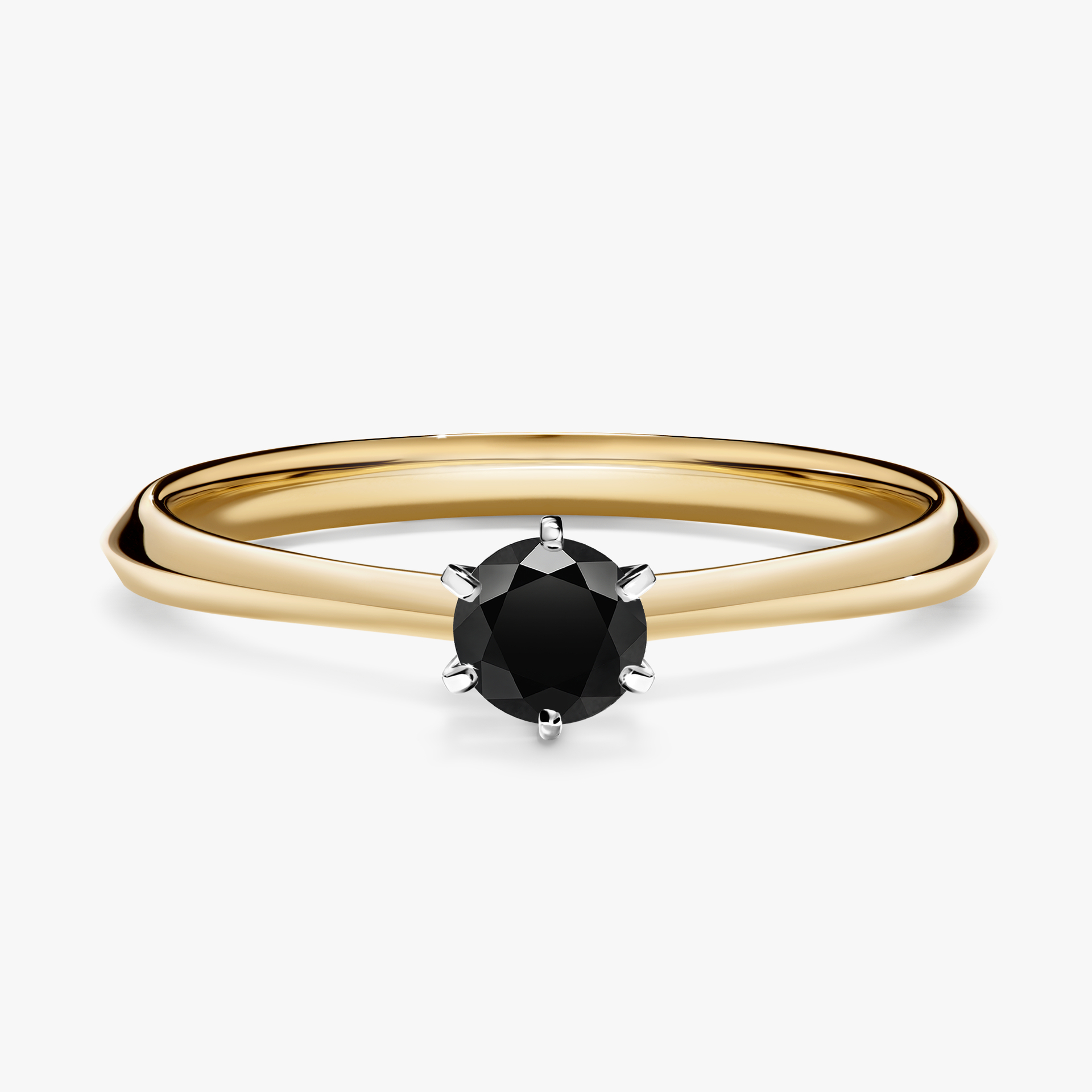 Pierścionek zaręczynowy My Queen z żółtego złota z czarnym diamentem 0,25ct