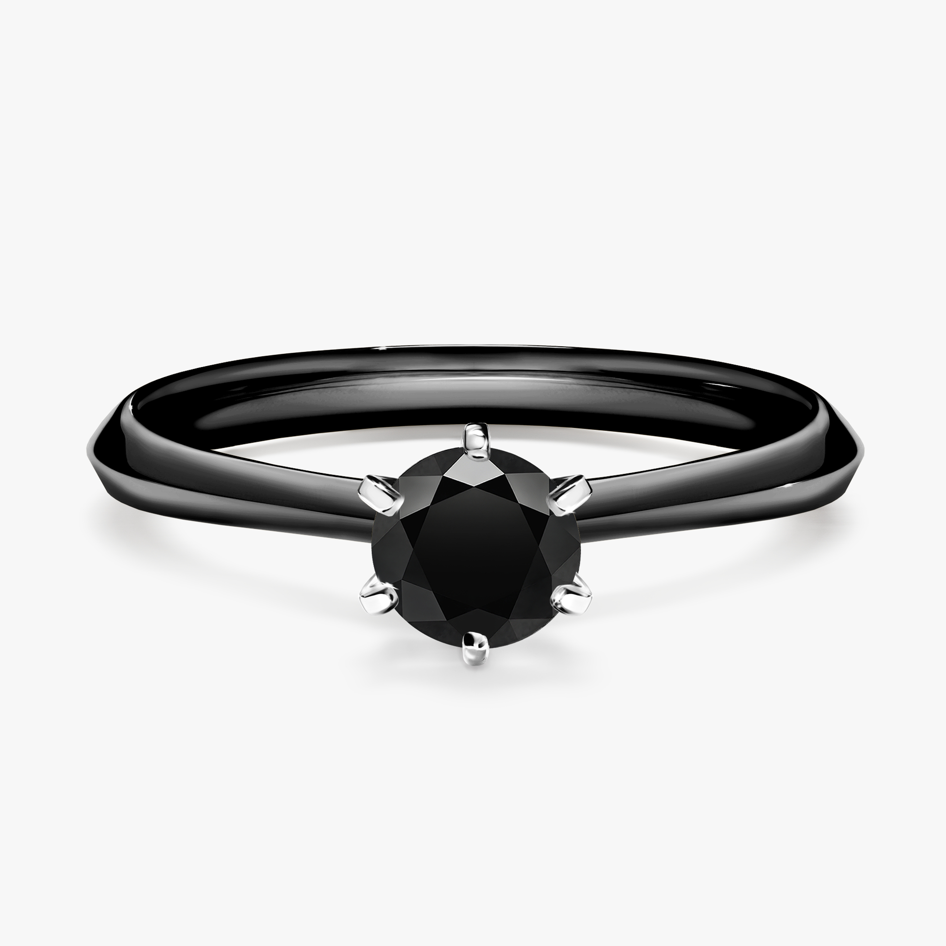Pierścionek zaręczynowy My Queen z czarnego złota z czarnym diamentem 0,50ct