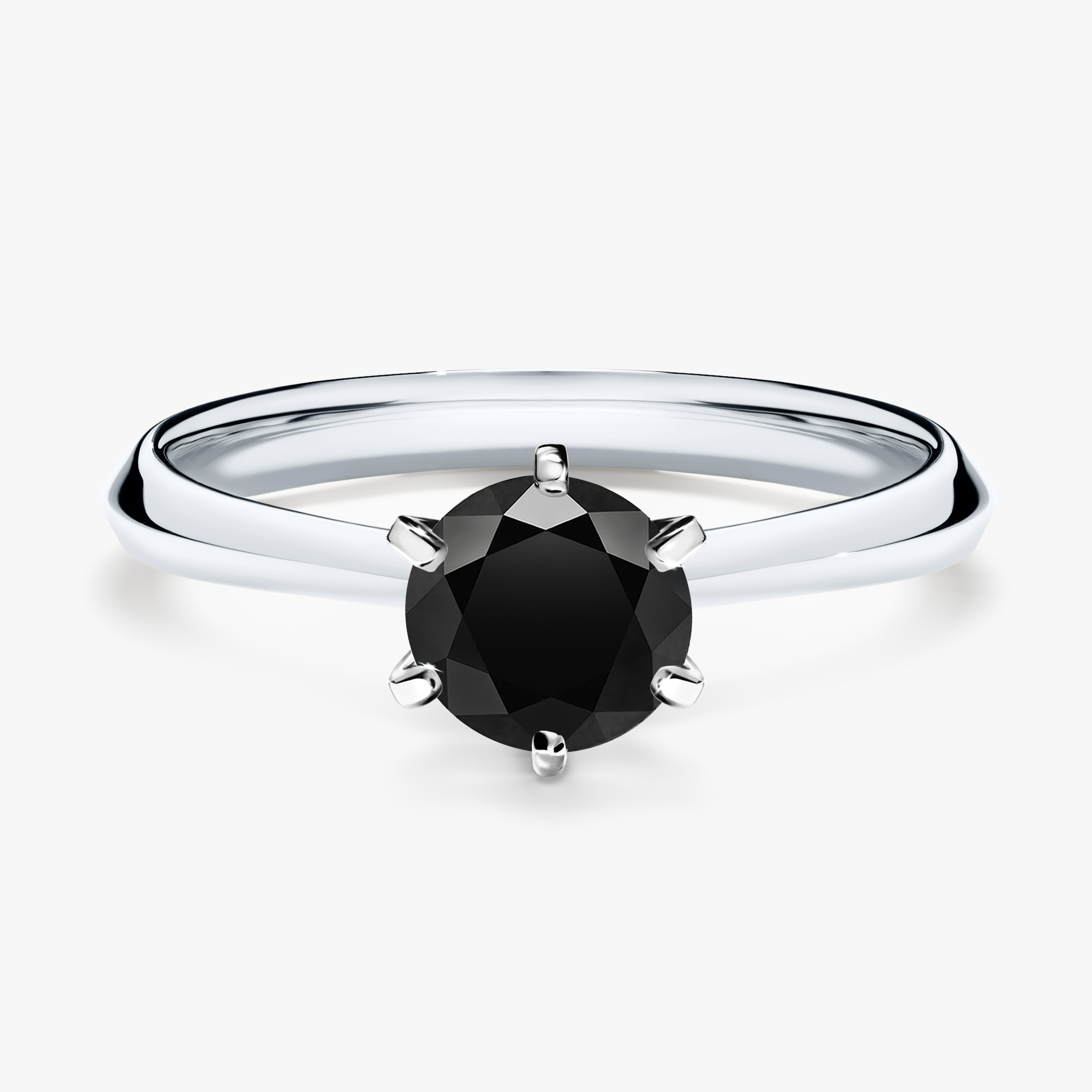 Pierścionek zaręczynowy My Queen z białego złota z czarnym diamentem 0,80ct