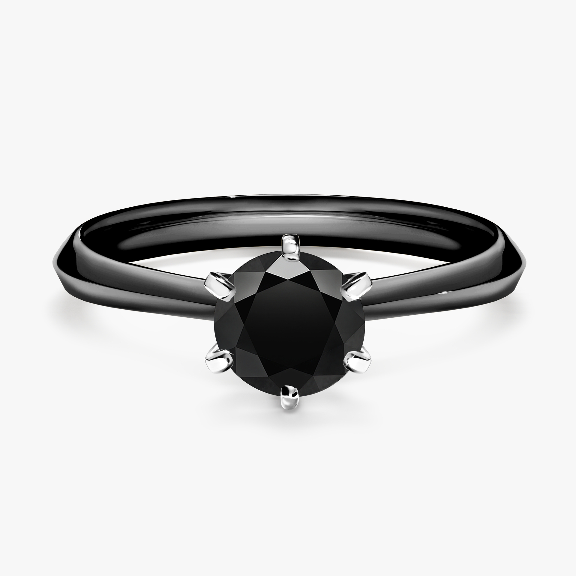 Pierścionek zaręczynowy My Queen z czarnego złota z czarnym diamentem 0,80ct