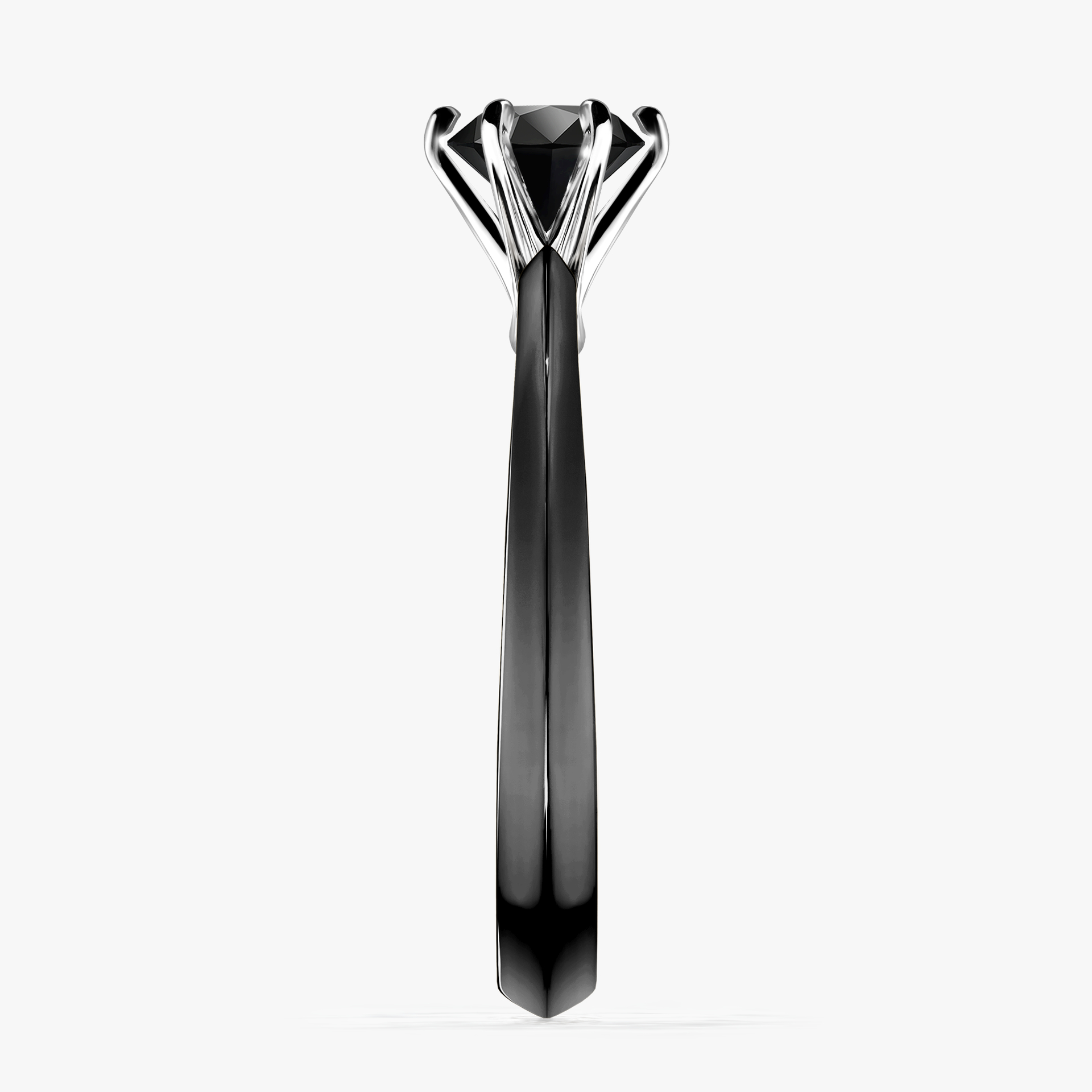 Pierścionek zaręczynowy My Queen z czarnego złota z czarnym diamentem 0,80ct