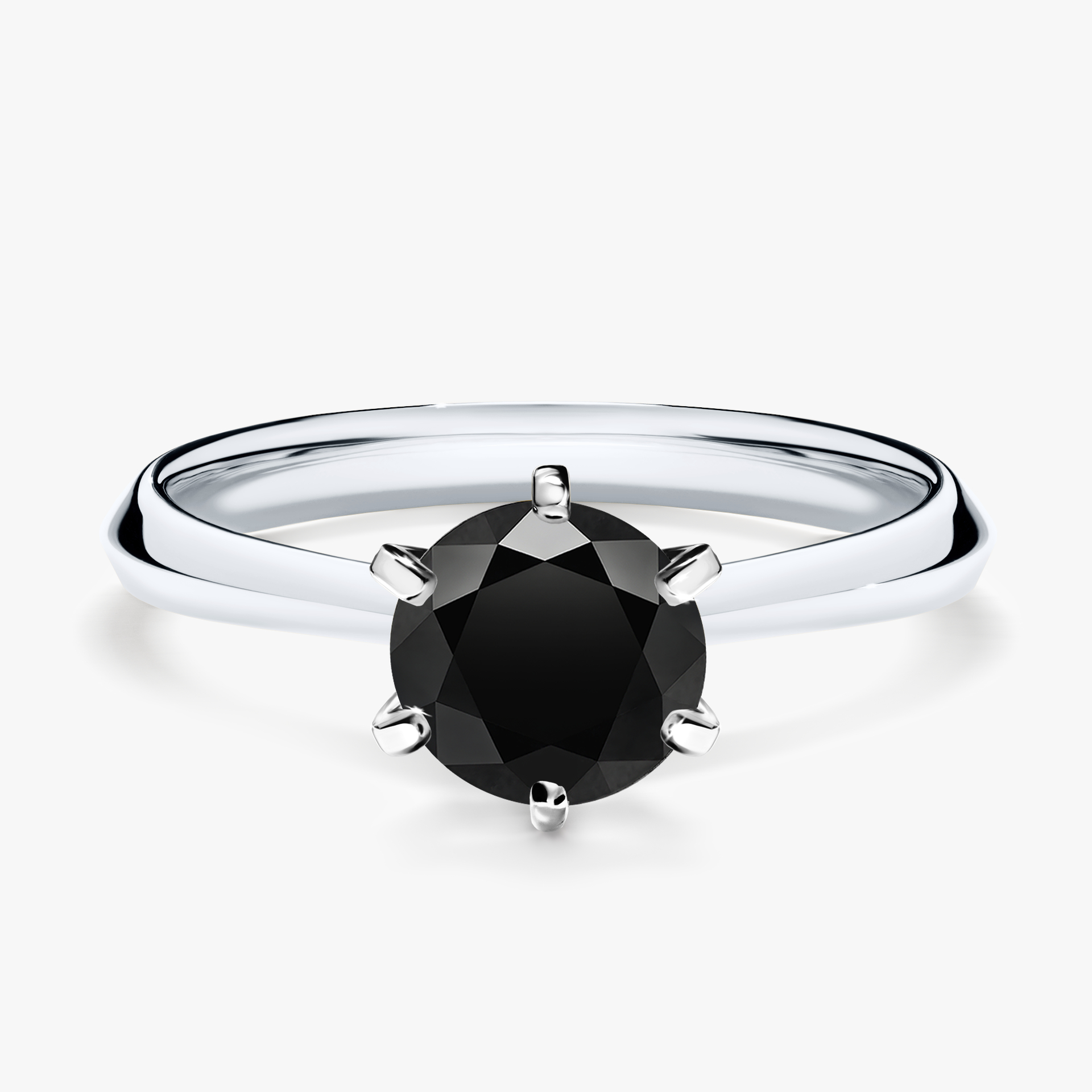 Pierścionek zaręczynowy My Queen z białego złota z czarnym diamentem 1,00ct