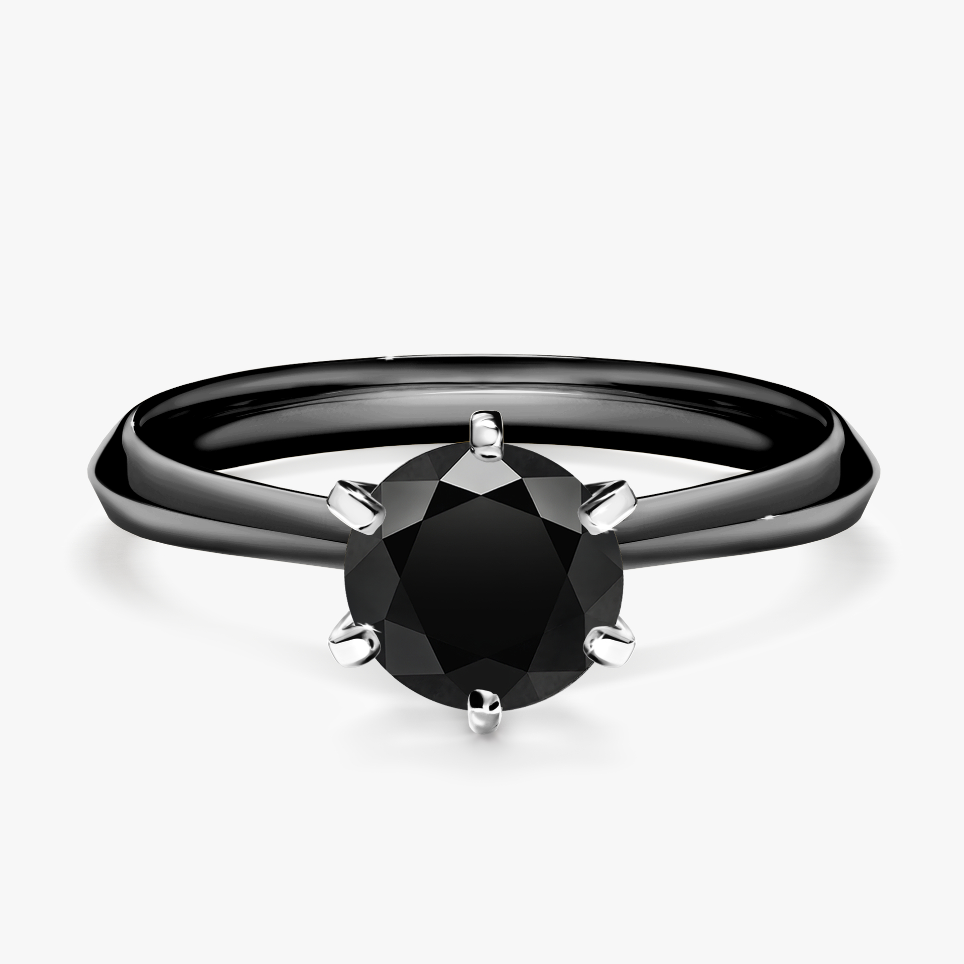Pierścionek zaręczynowy My Queen z czarnego złota z czarnym diamentem 1,00ct