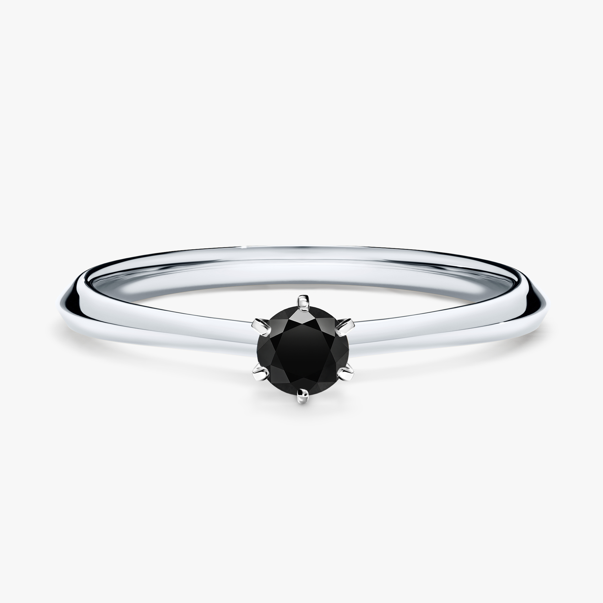 Pierścionek zaręczynowy My Queen z białego złota z czarnym diamentem 0,17ct