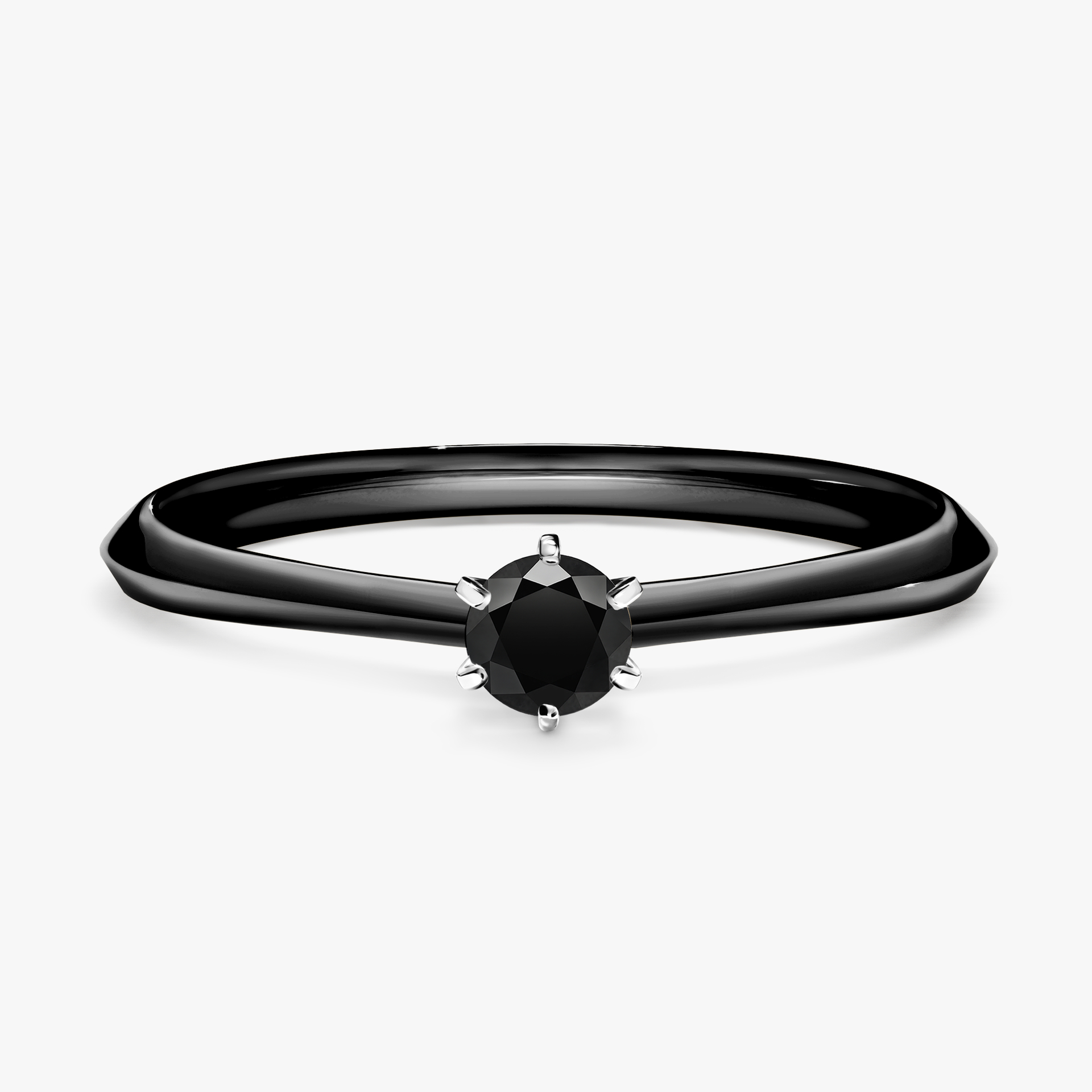 Pierścionek zaręczynowy My Queen z czarnego złota z czarnym diamentem 0,17ct