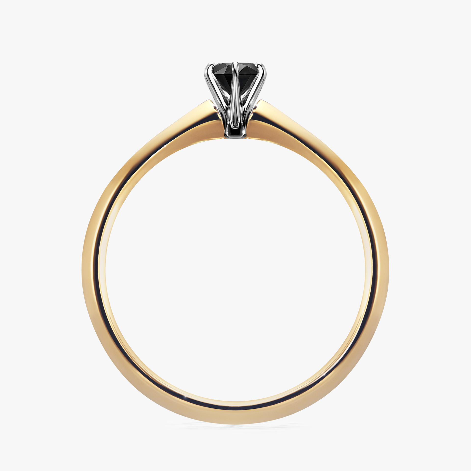 Pierścionek zaręczynowy My Queen z żółtego złota z czarnym diamentem 0,17ct
