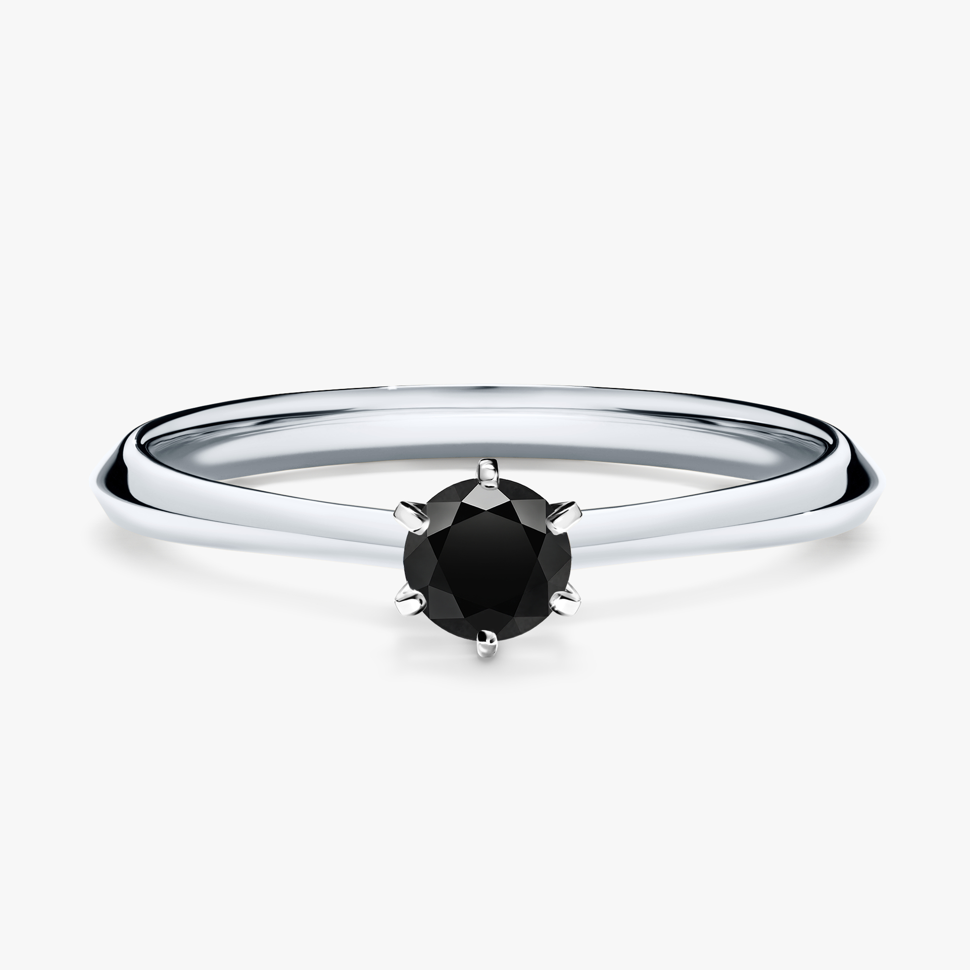Pierścionek zaręczynowy My Queen z białego złota z czarnym diamentem 0,25ct