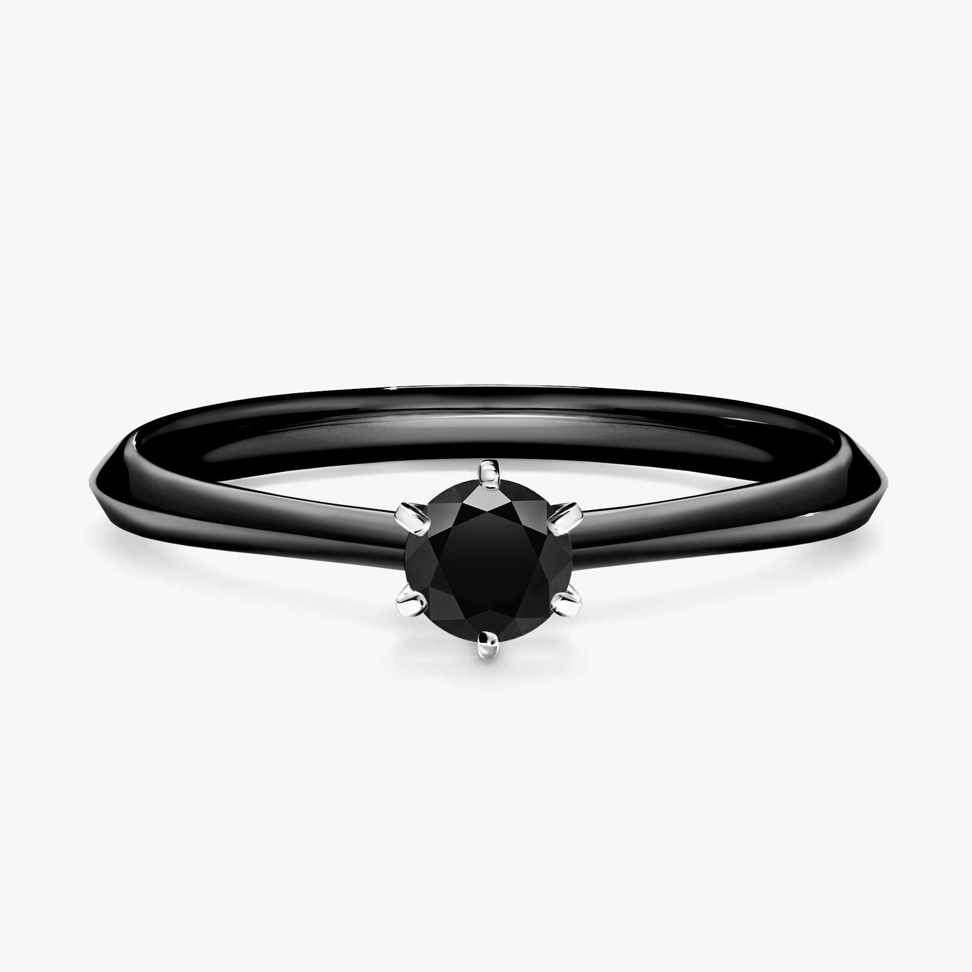 Pierścionek zaręczynowy My Queen z czarnego złota z czarnym diamentem 0,25ct