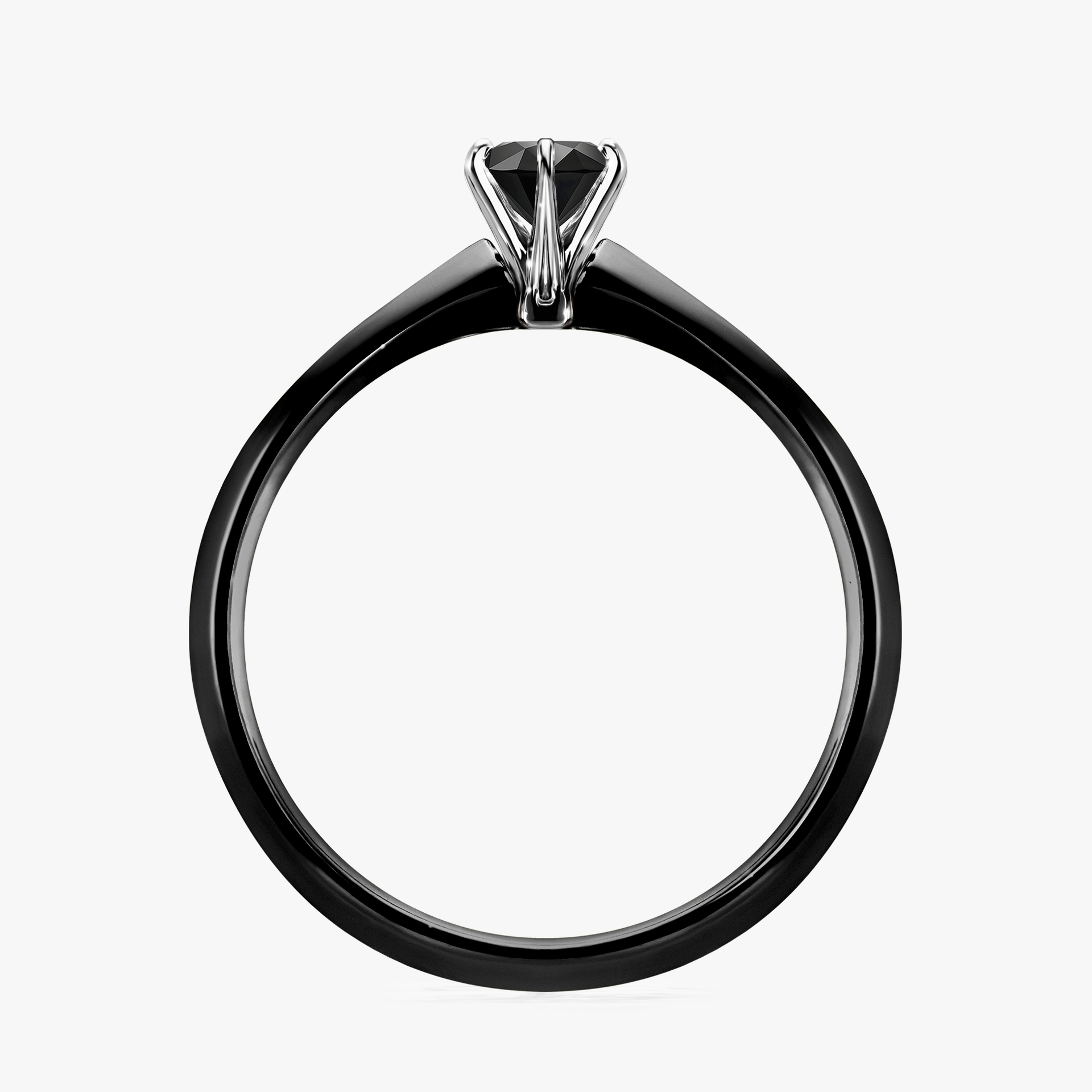 Pierścionek zaręczynowy My Queen z czarnego złota z czarnym diamentem 0,25ct