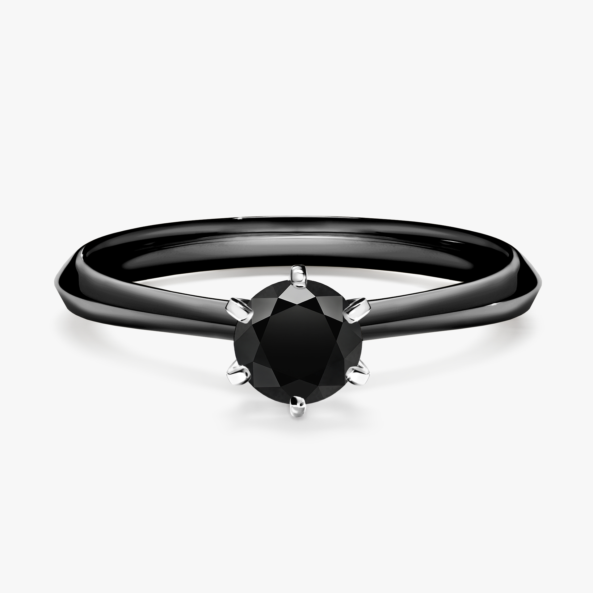 Pierścionek zaręczynowy My Queen z czarnego złota z czarnym diamentem 0,50ct