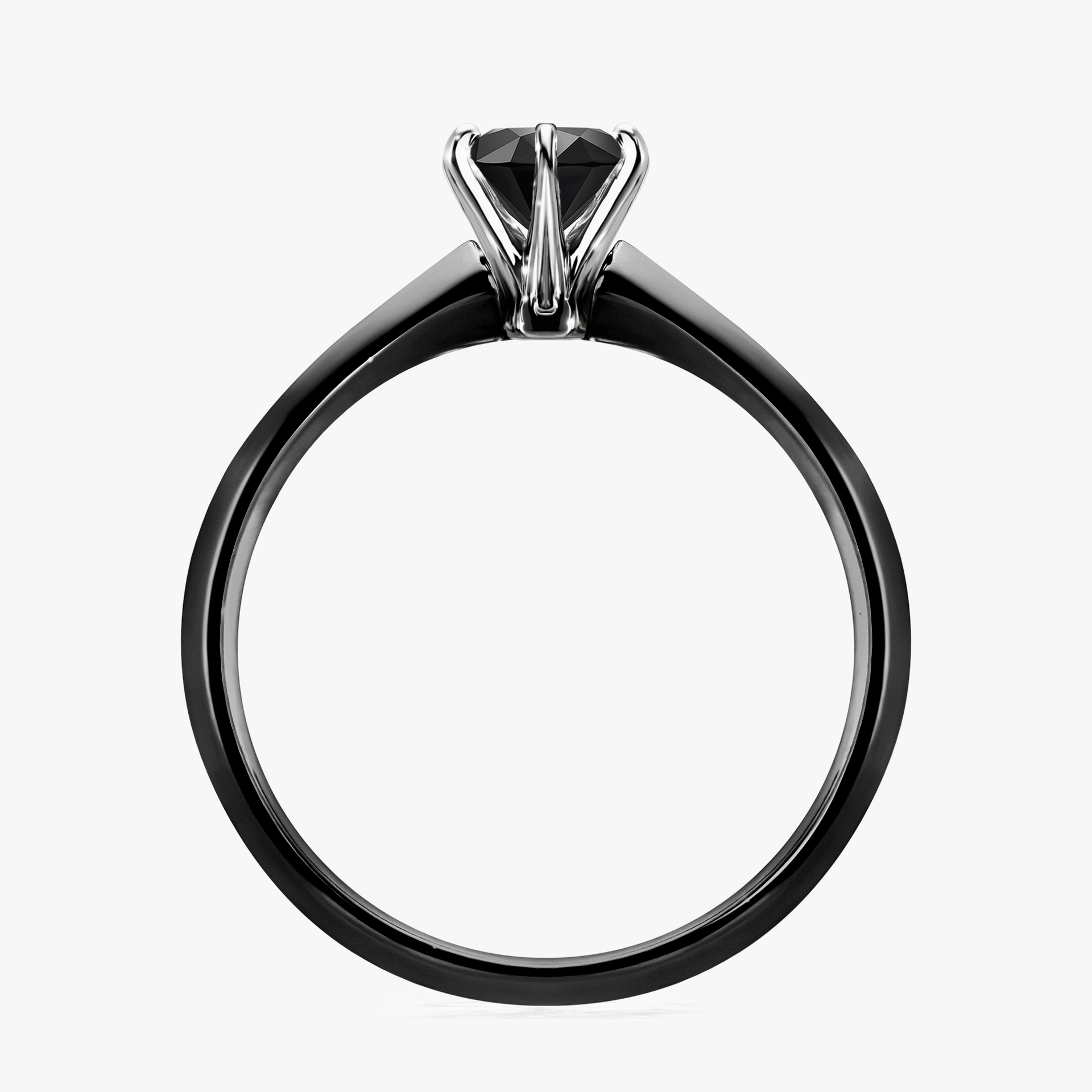 Pierścionek zaręczynowy My Queen z czarnego złota z czarnym diamentem 0,50ct