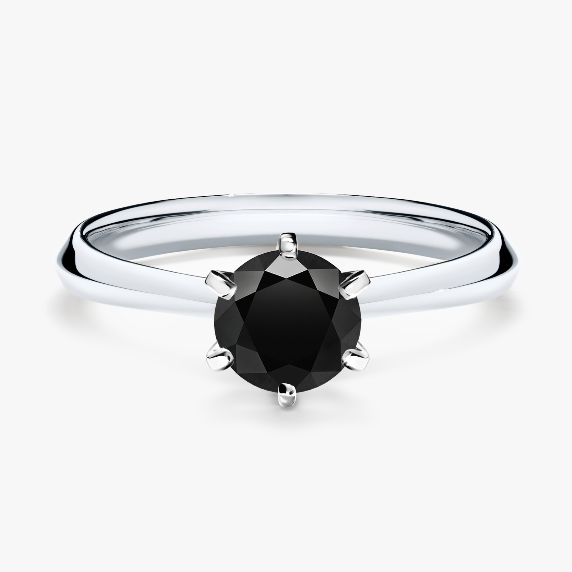 Pierścionek zaręczynowy My Queen z białego złota z czarnym diamentem 0,80ct