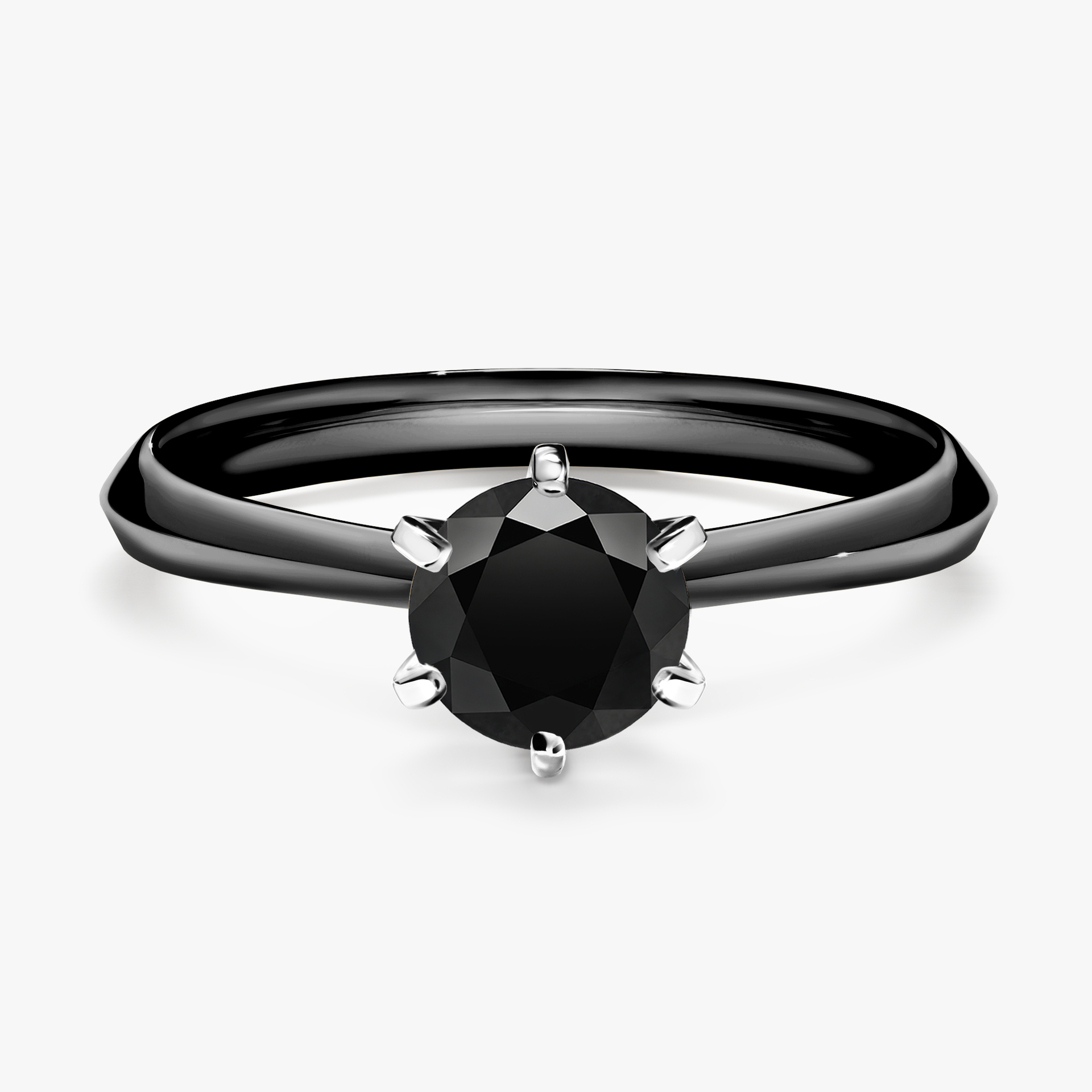 Pierścionek zaręczynowy My Queen z czarnego złota z czarnym diamentem 0,80ct