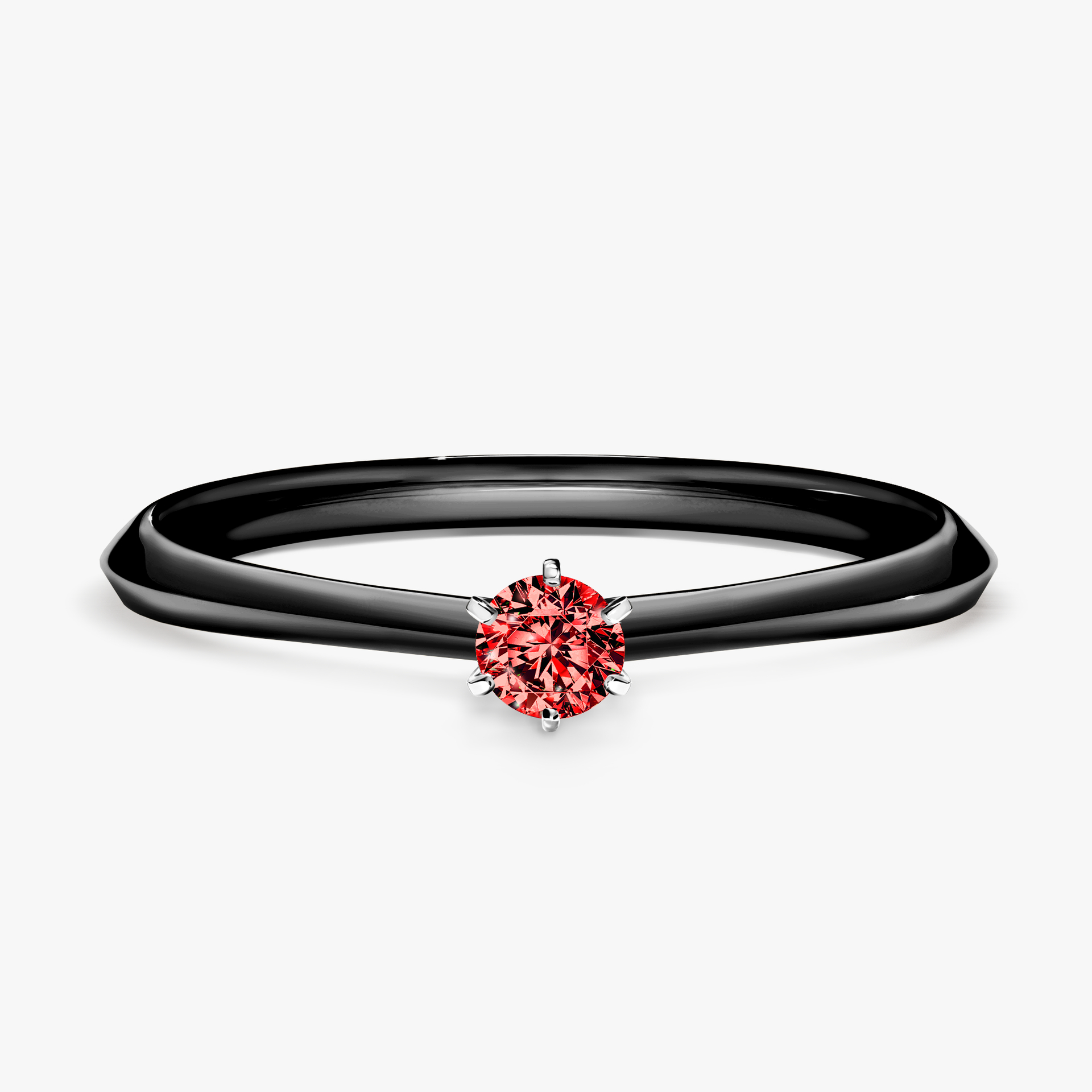 Pierścionek zaręczynowy My Queen z czarnego złota z czerwonym diamentem 0,10ct