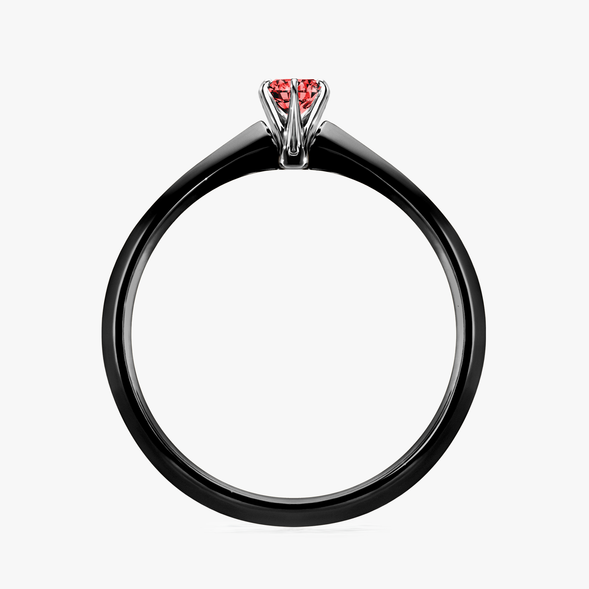 Pierścionek zaręczynowy My Queen z czarnego złota z czerwonym diamentem 0,10ct