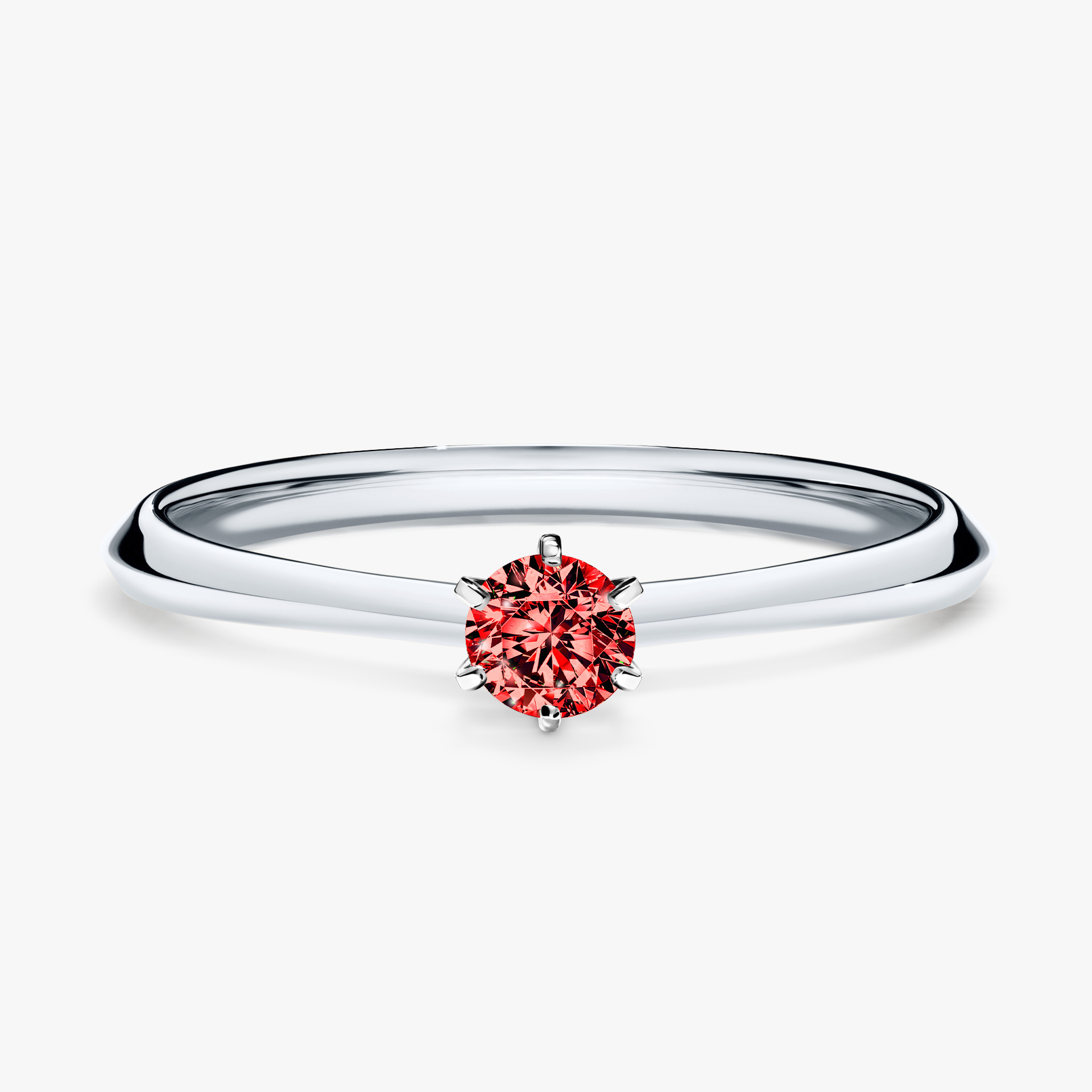 Pierścionek zaręczynowy My Queen z białego złota z czerwonym diamentem 0,17ct