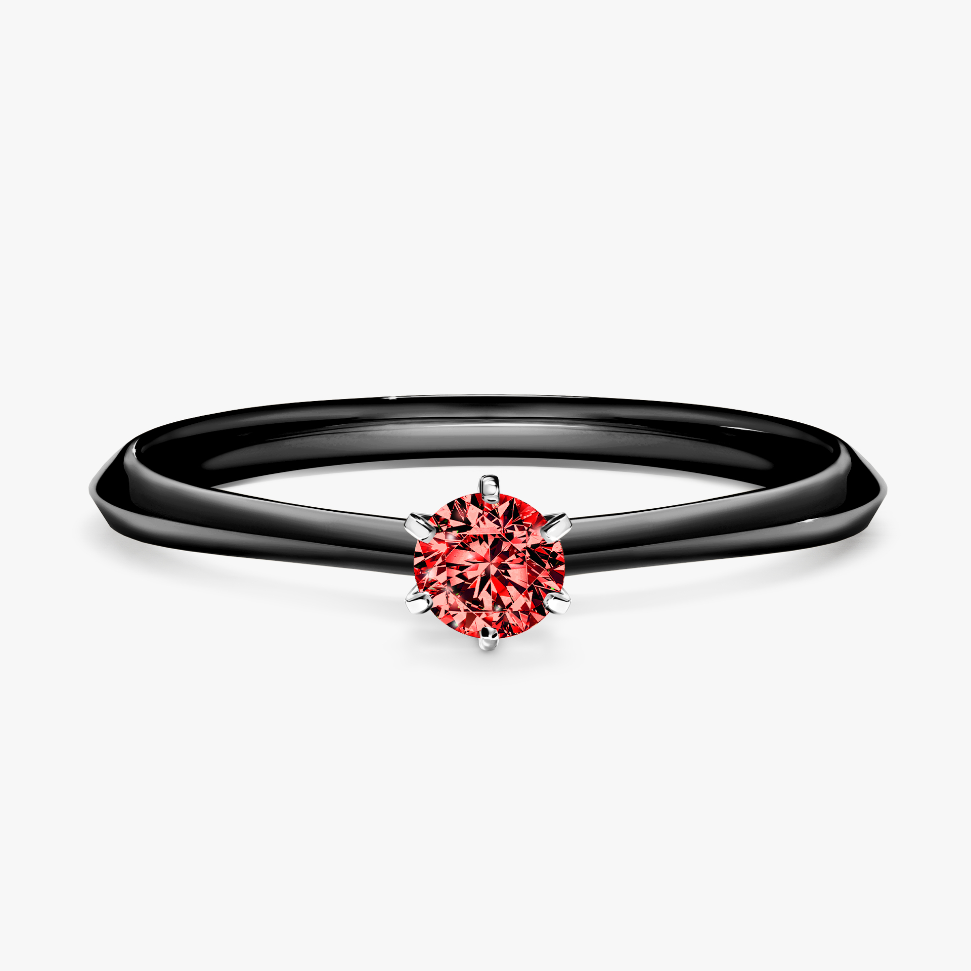Pierścionek zaręczynowy My Queen z czarnego złota z czerwonym diamentem 0,17ct